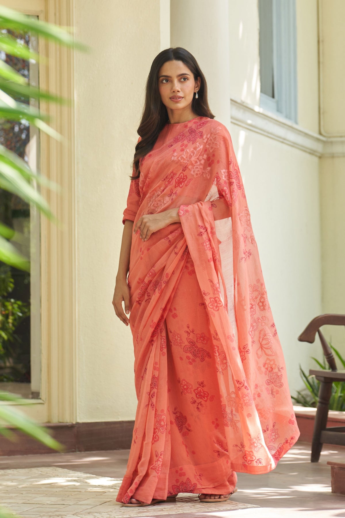 Hibiscus Floral Applique Saree