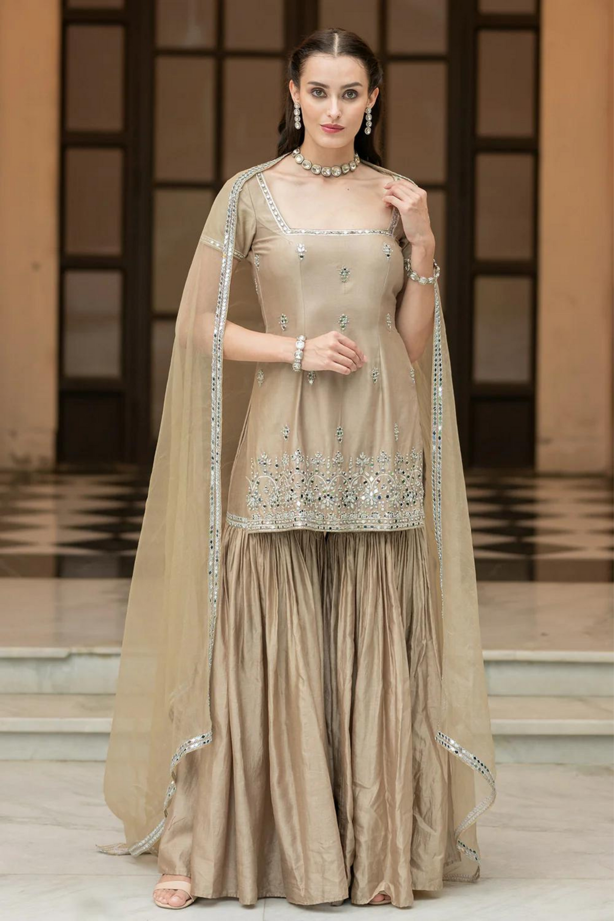 Brown Sharara Set