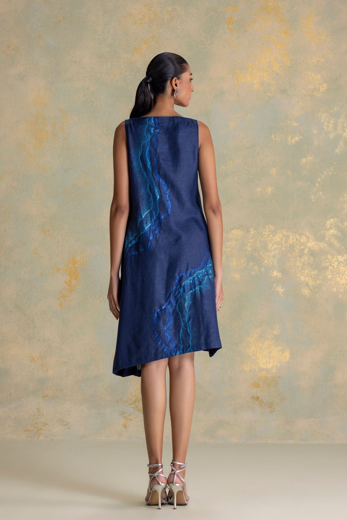 Peacock Veil Navy Celine Dress