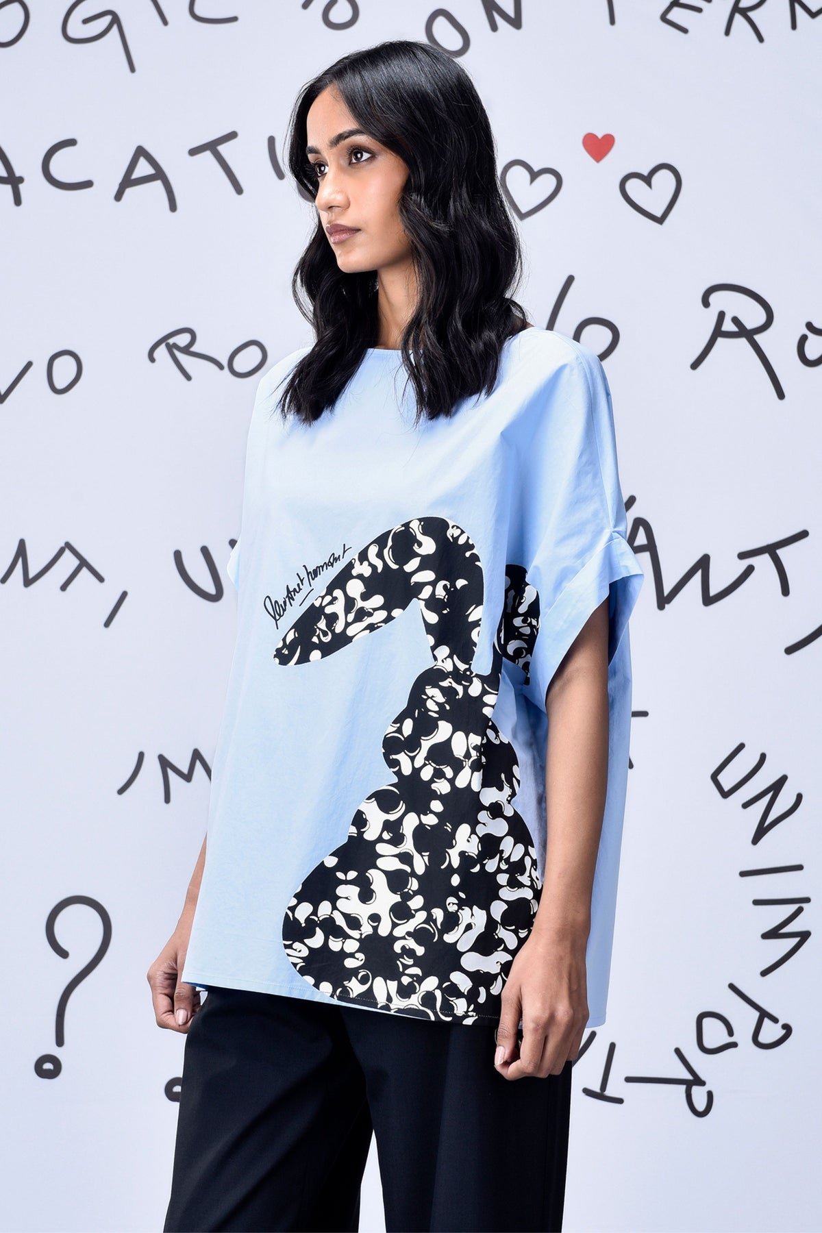 Rabbit Texture Top Light Blue