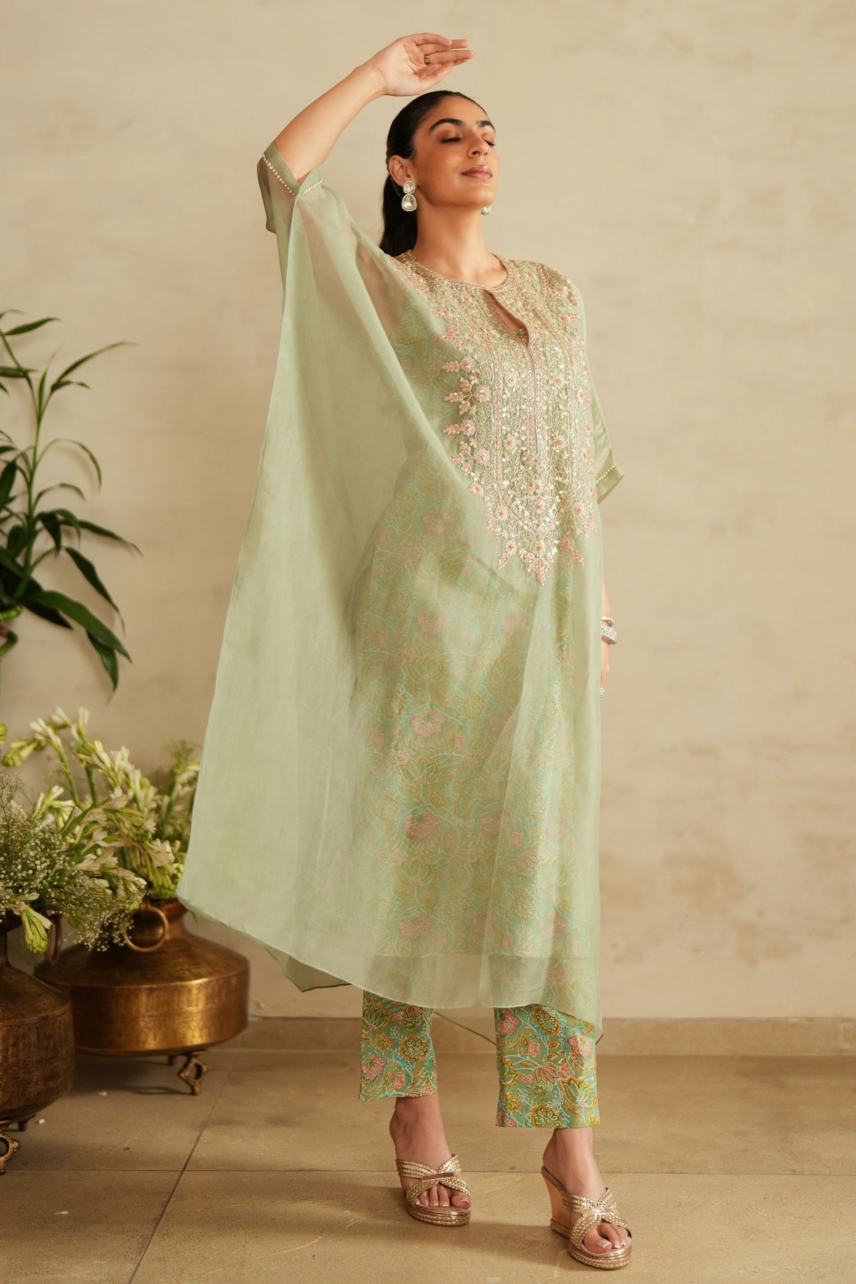 Sea Green Kaftan Set