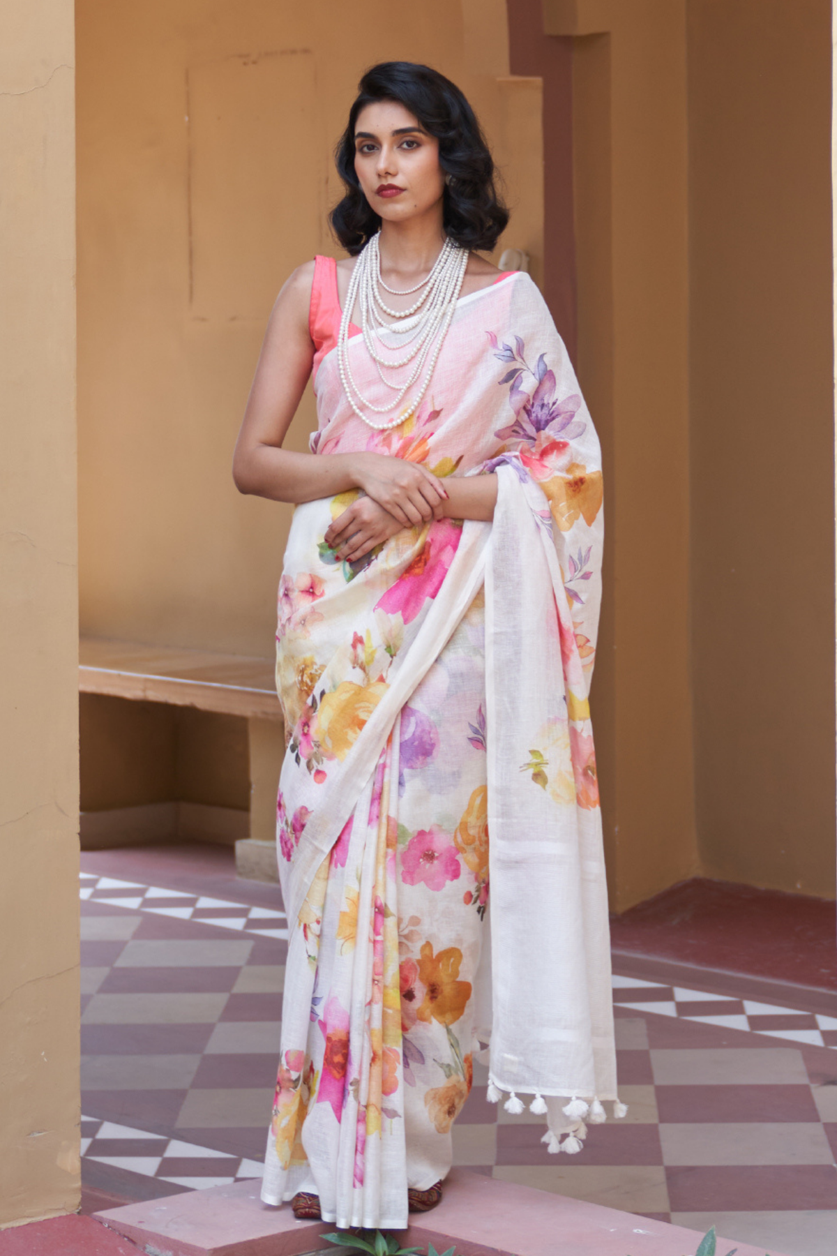 Kusum White Saree
