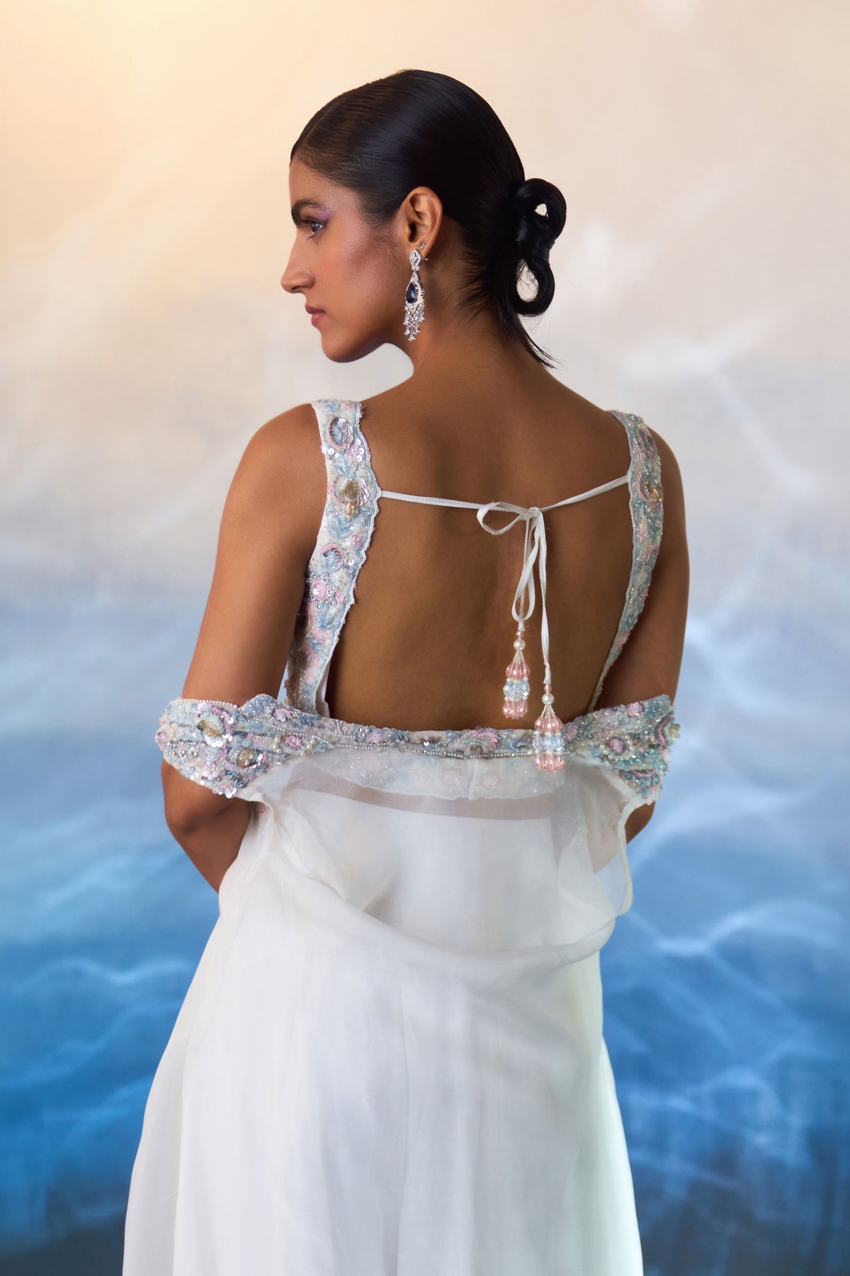 White Embroidered Jacket Set