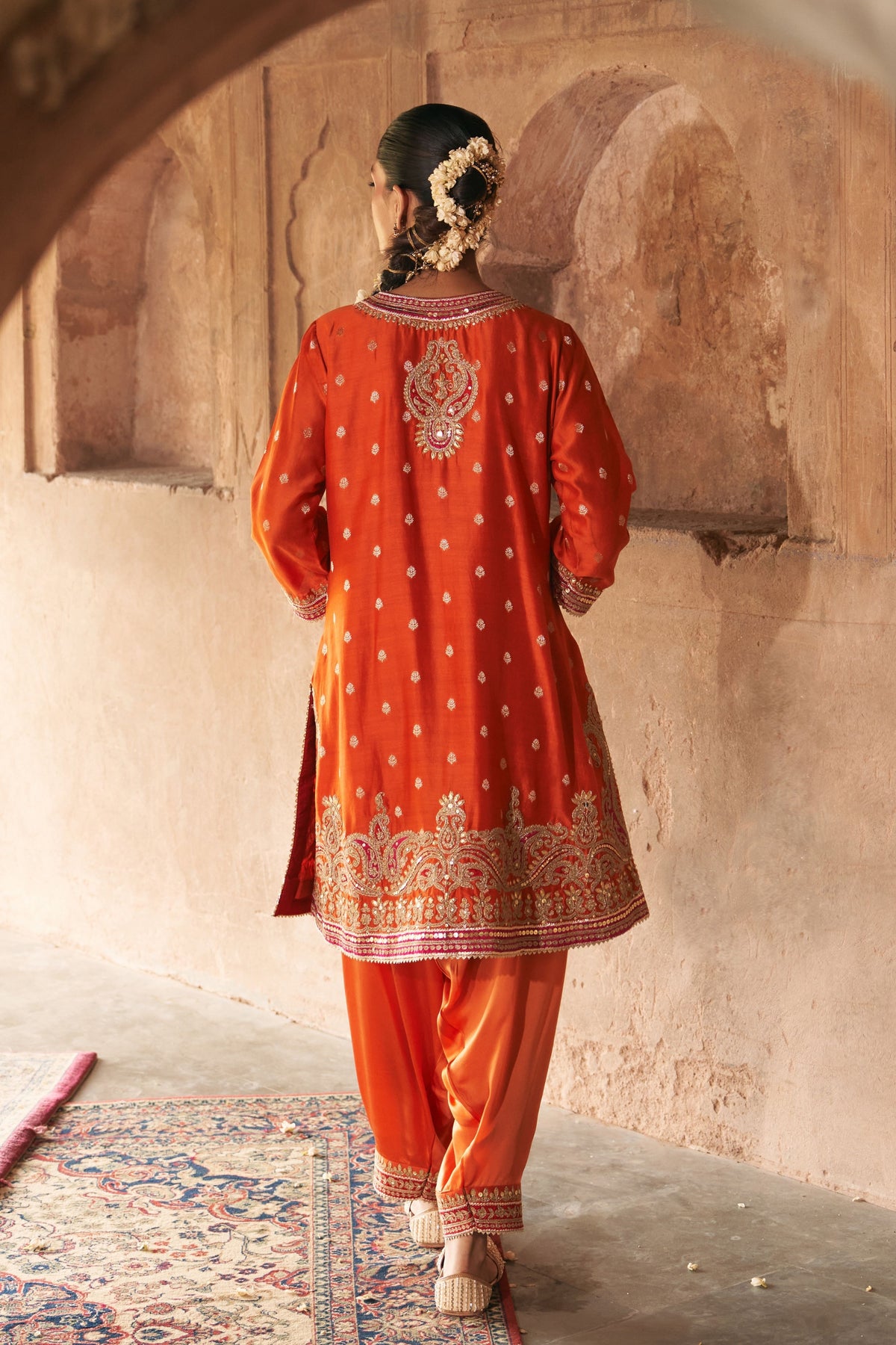 Farhana Orange Kurta Set