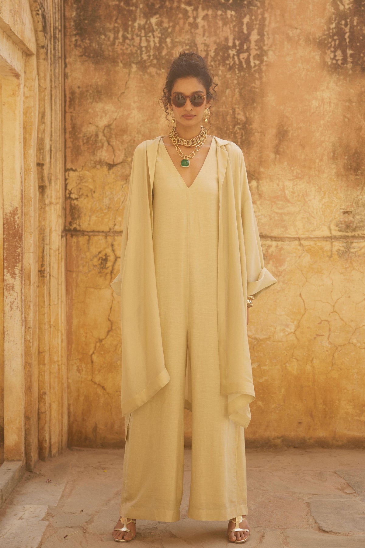 Relaxed Jumpsuit Paired With Jacket