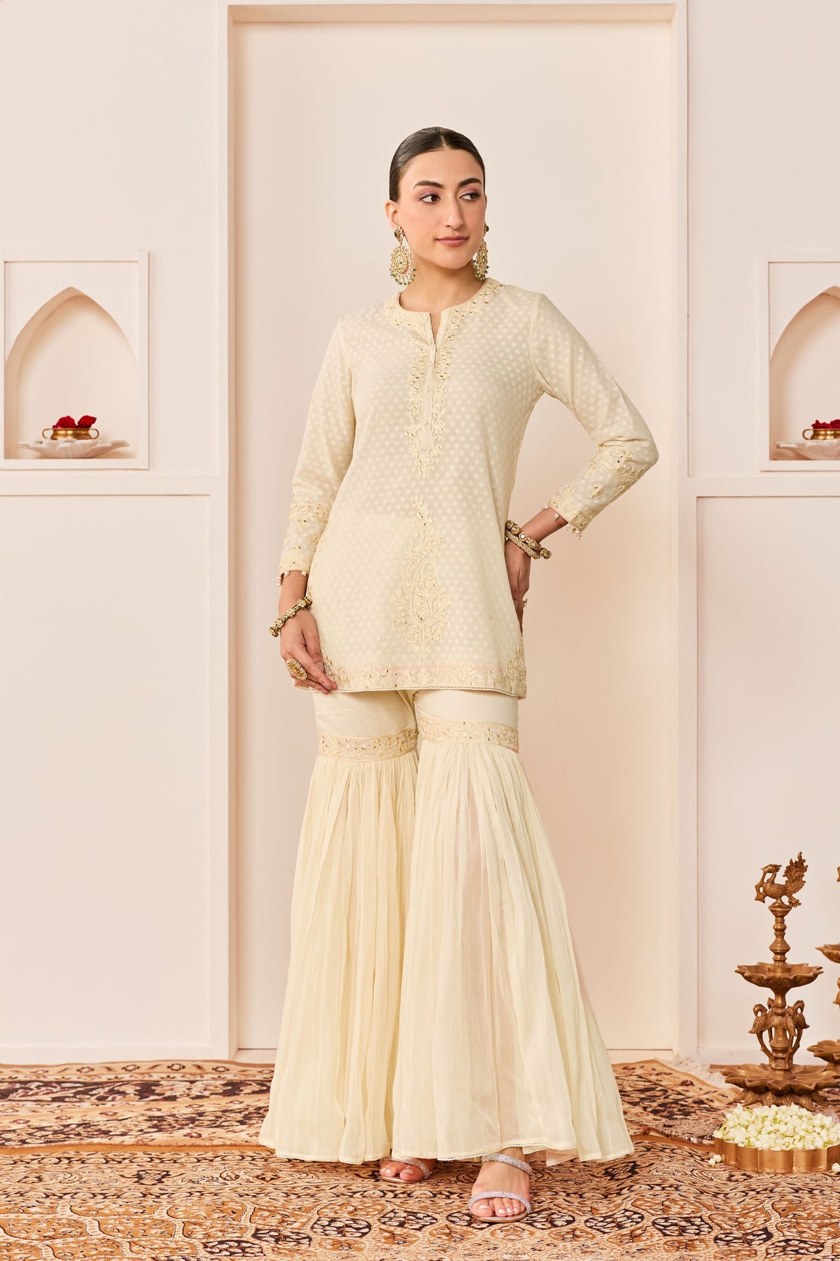Yasmeen Daisy Ivory Sharara Set