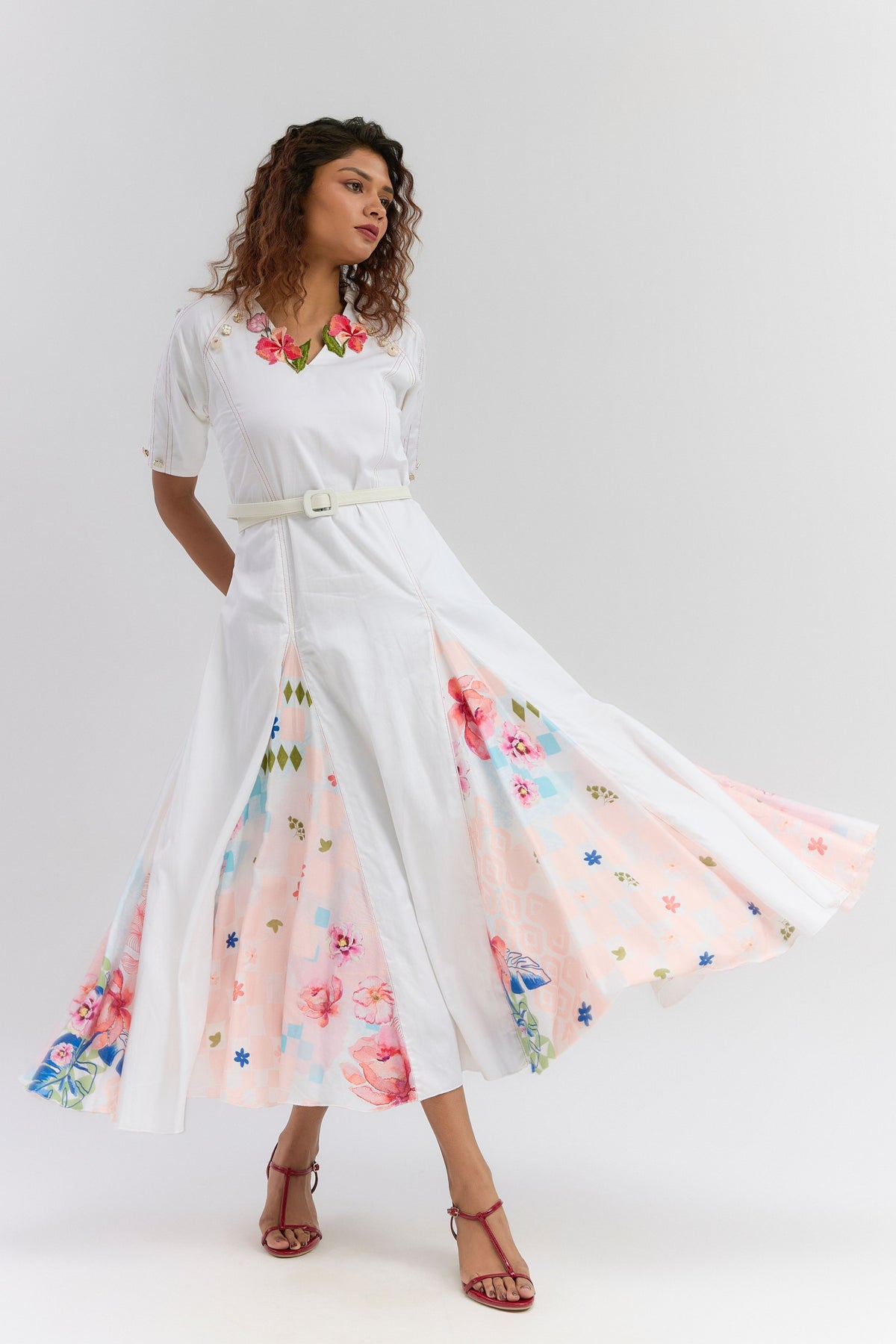Multi Colour Printed Midi Dress