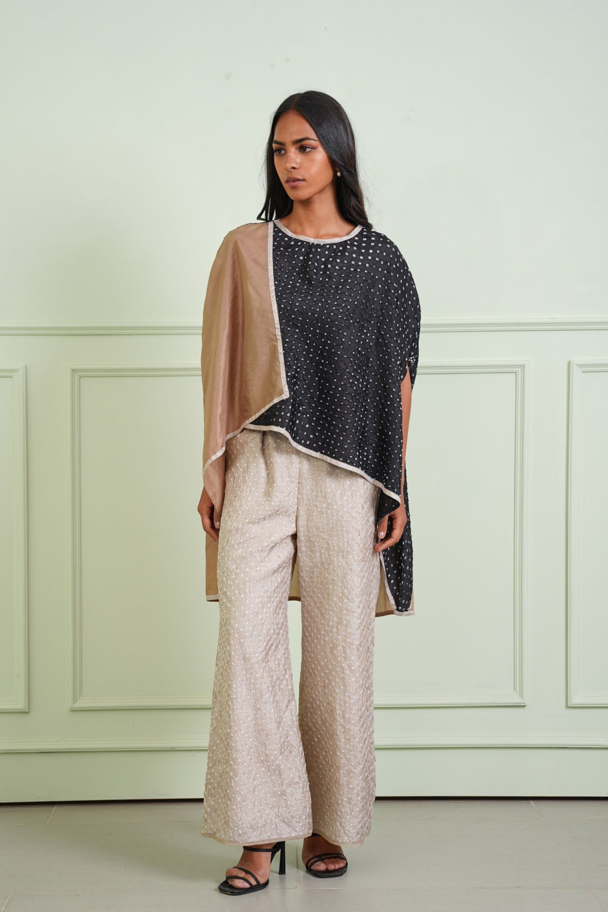 Crushed Bandhani Beige Pants