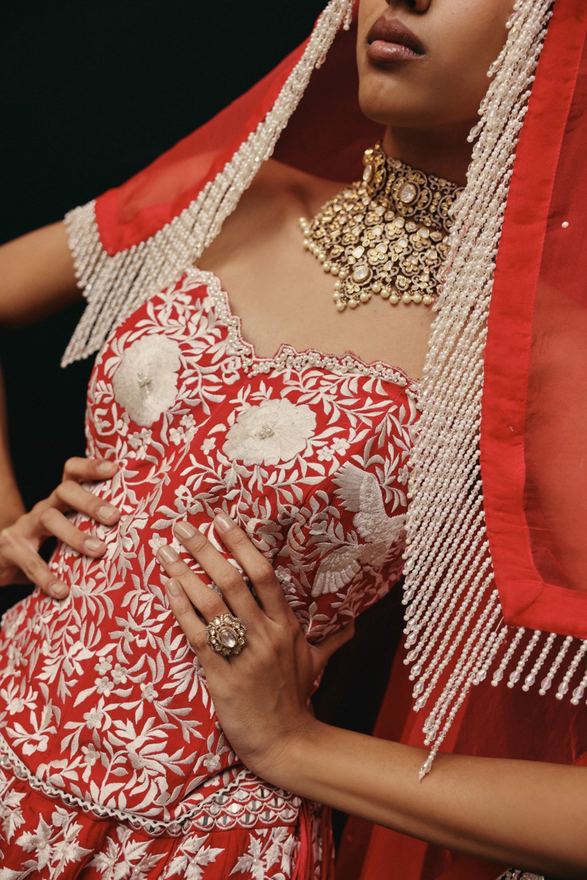 Red Corset Lehenga Set