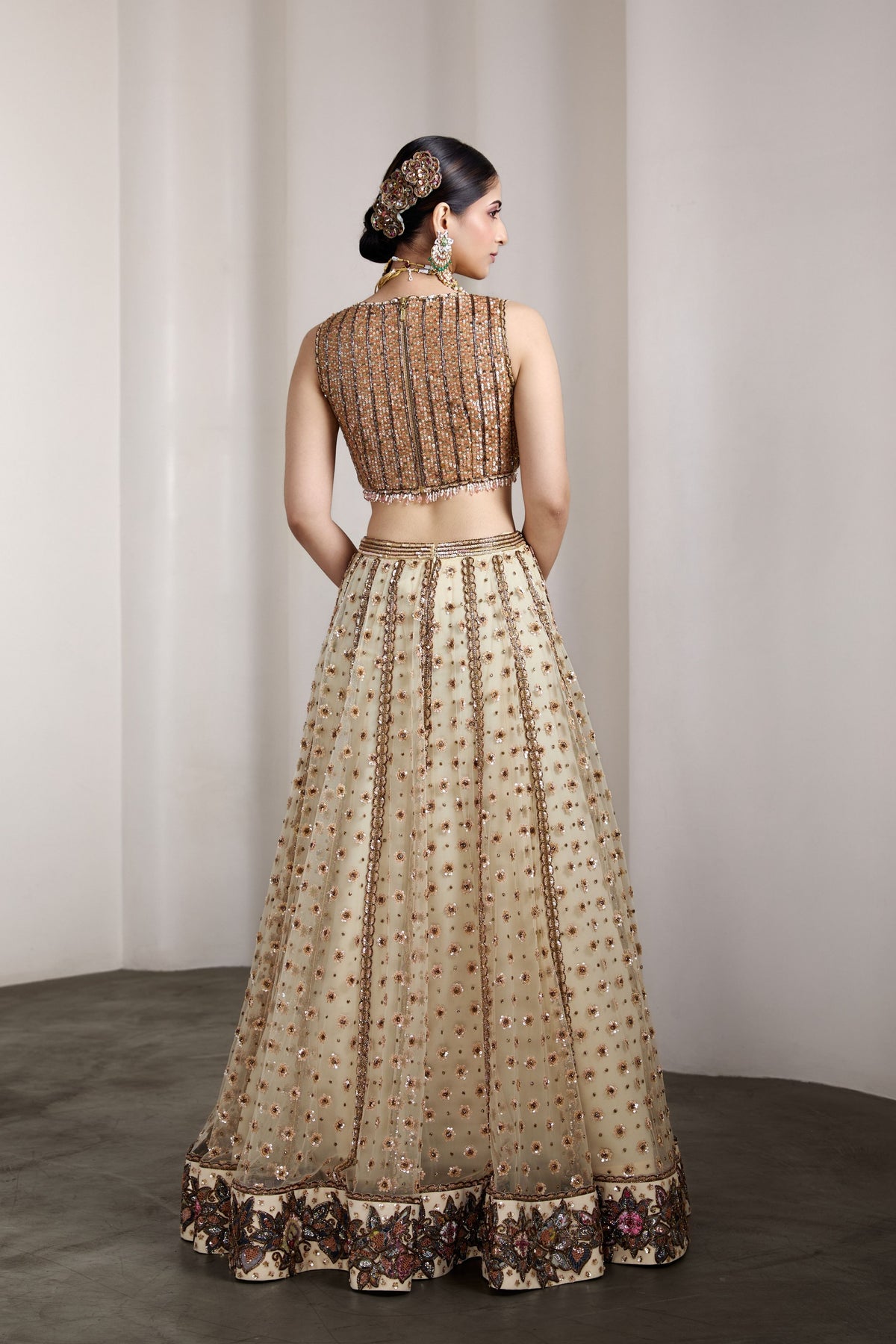 Ivory and Gold Lehenga Set