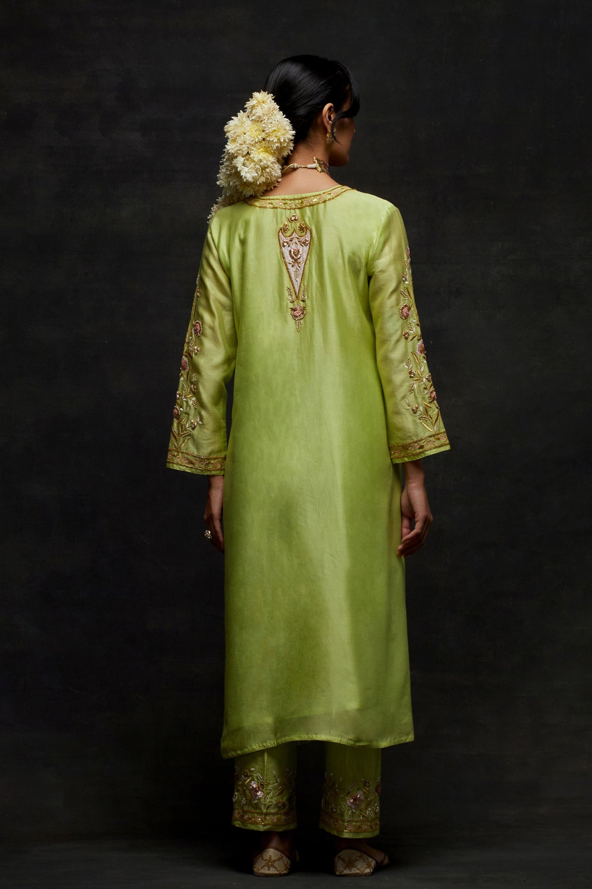 Green Placket Kurta Set