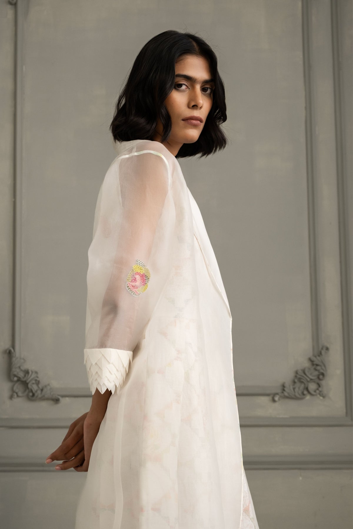 Ivory Organza Jacket Dress