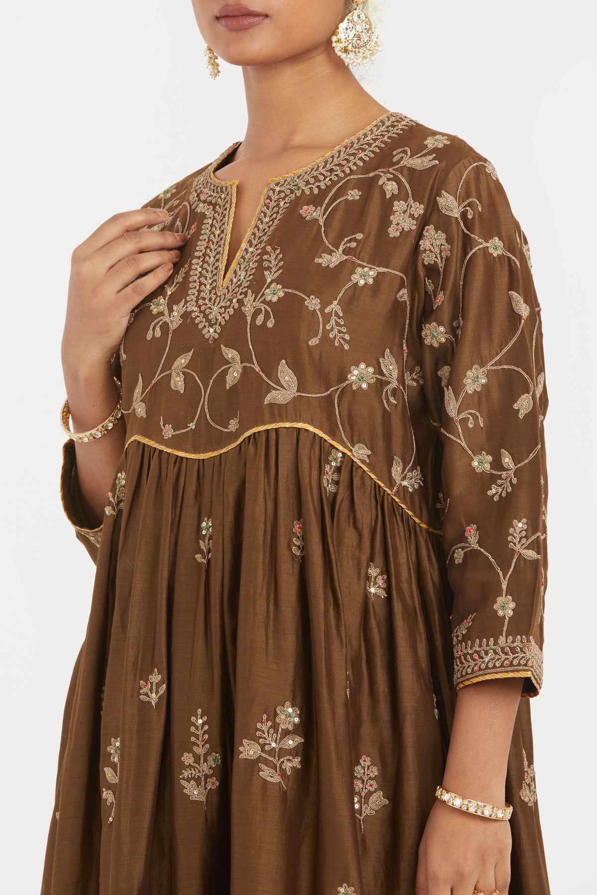 Olive Chanderi Kurta Set
