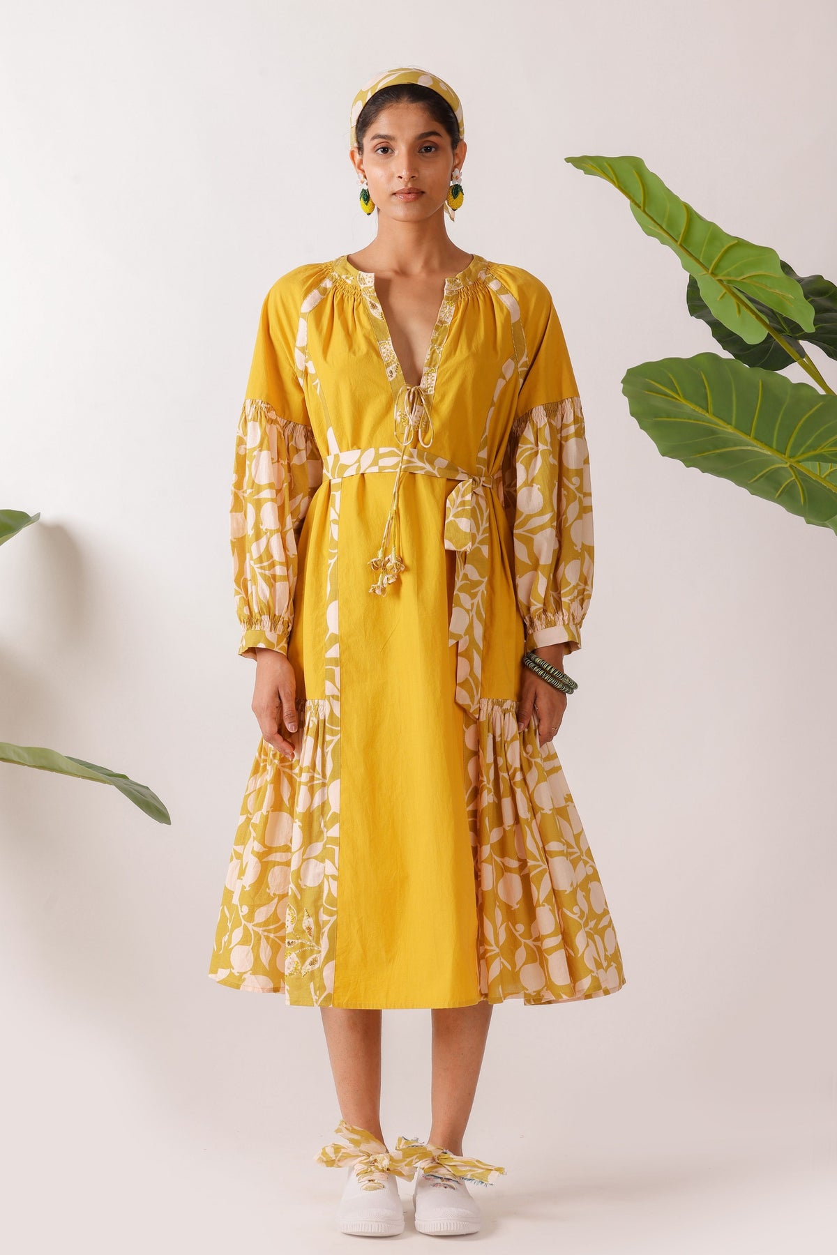 Olive Pomegranate Print Dress