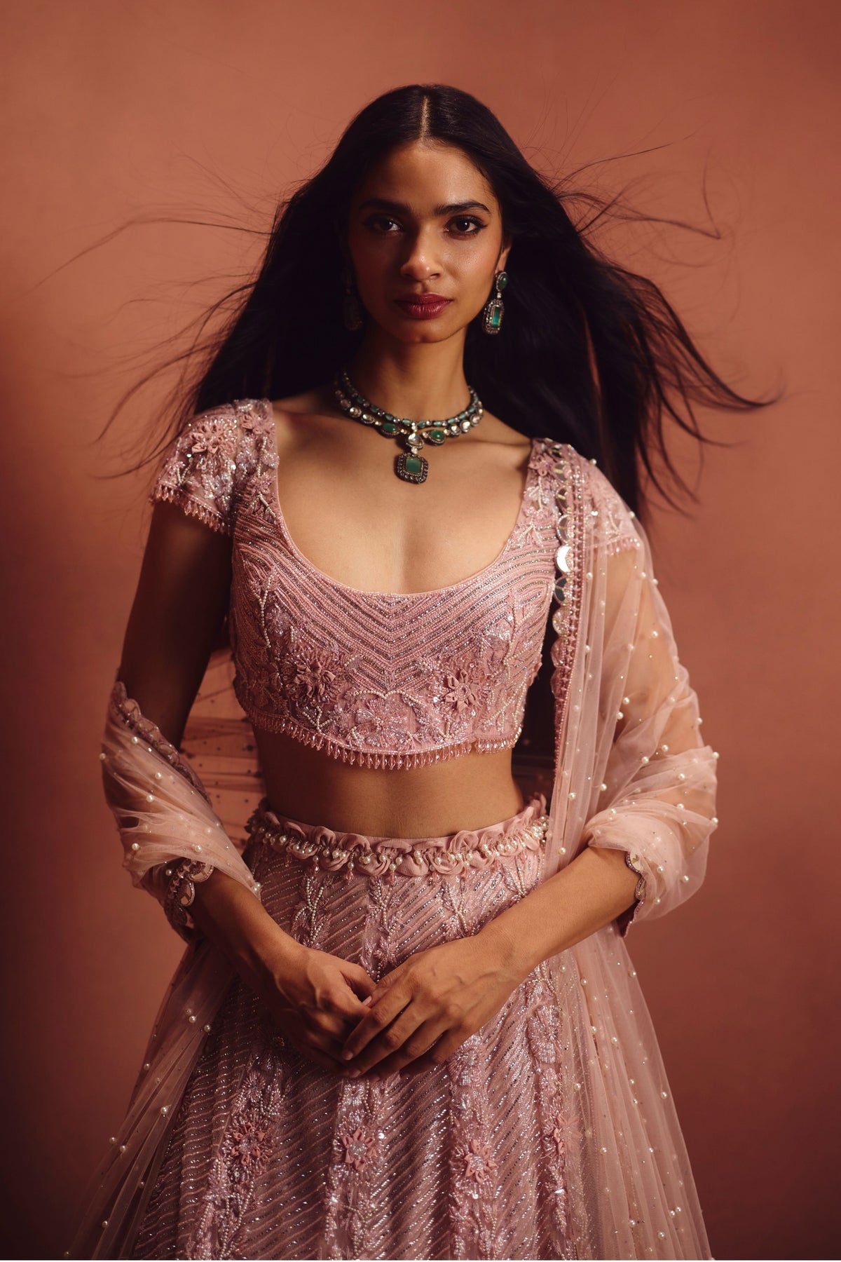 Pink Embellished Lehenga Set