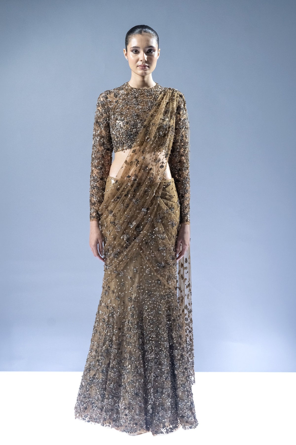 Midnight Ember Drape Saree