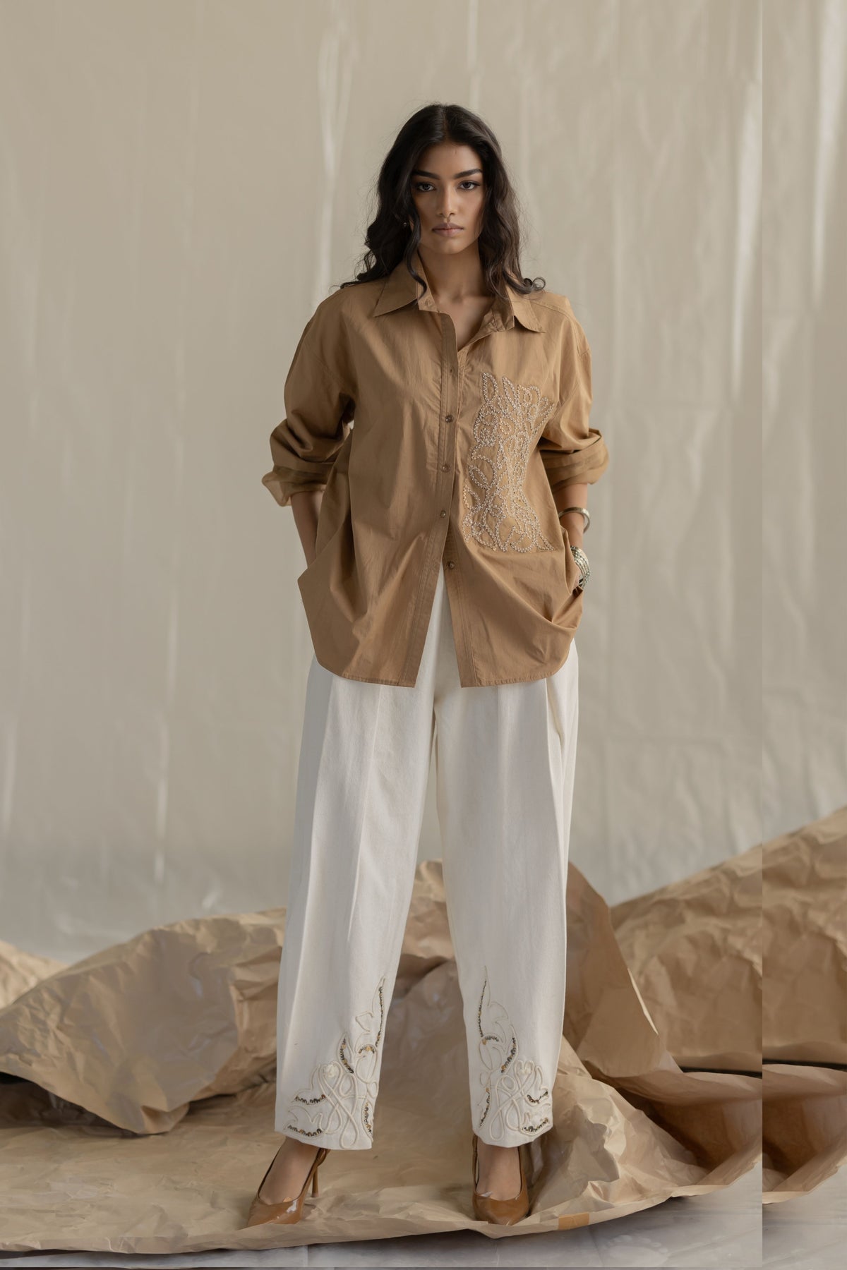 Beige Pocket Patch Shirt
