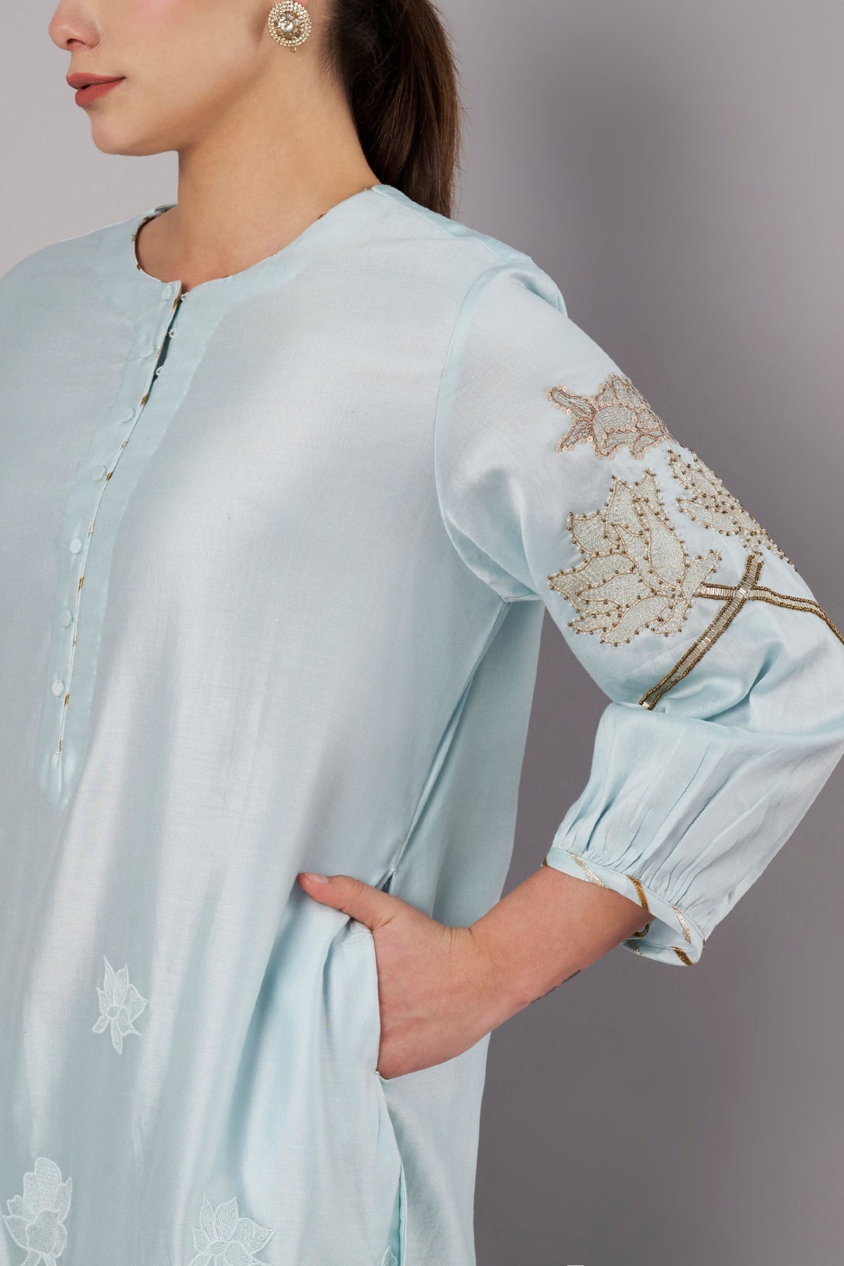 Petal Promise Ice Blue Kurta Set