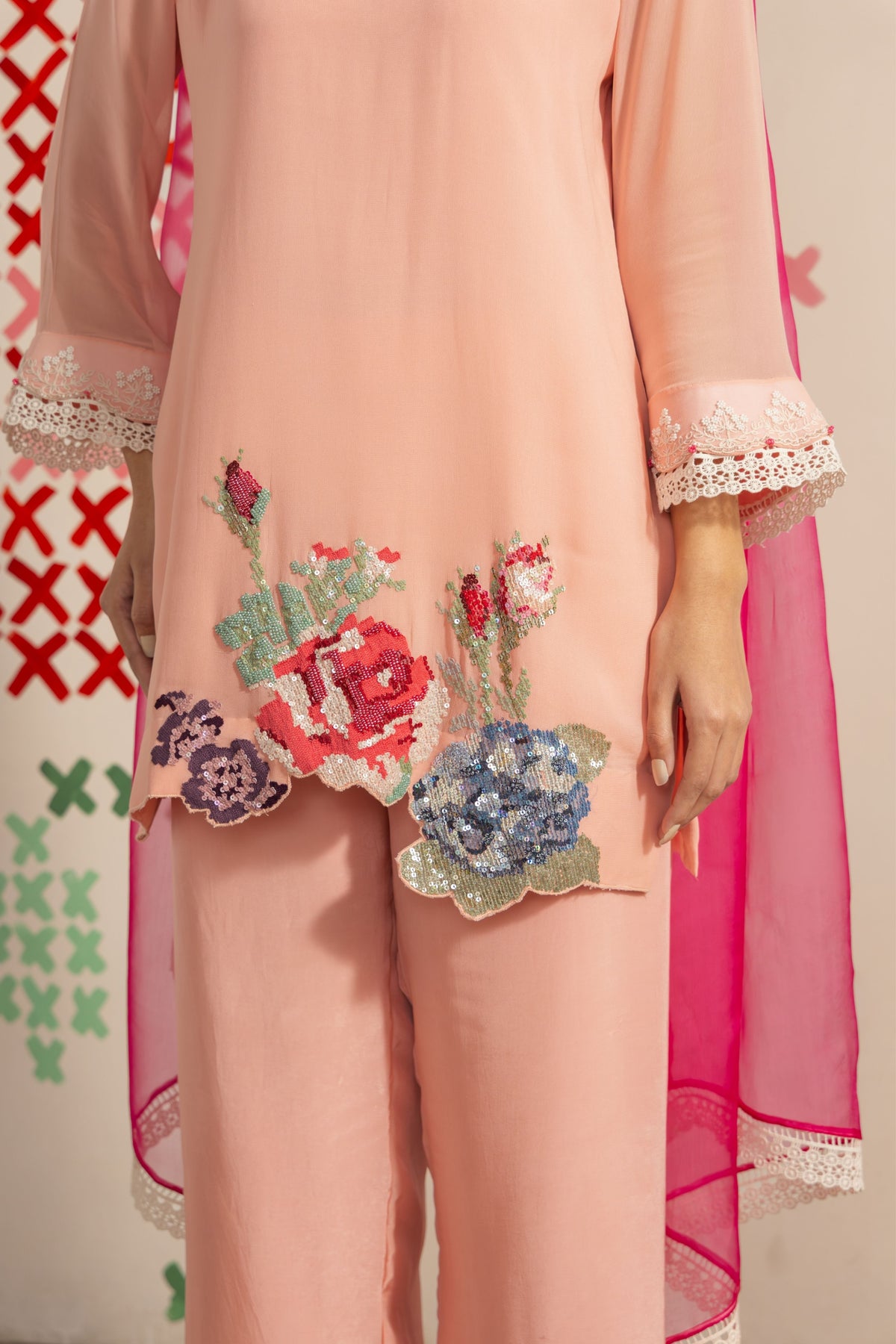 Peach Rose Kurta Set