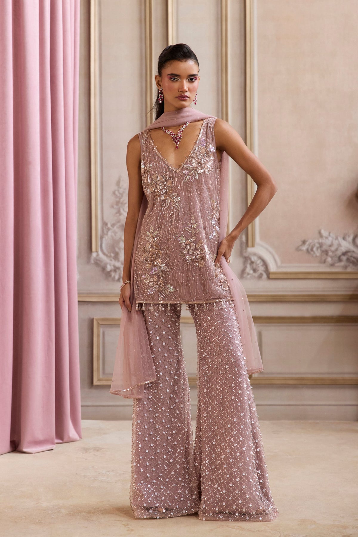 Champagne Rose Sharara Set