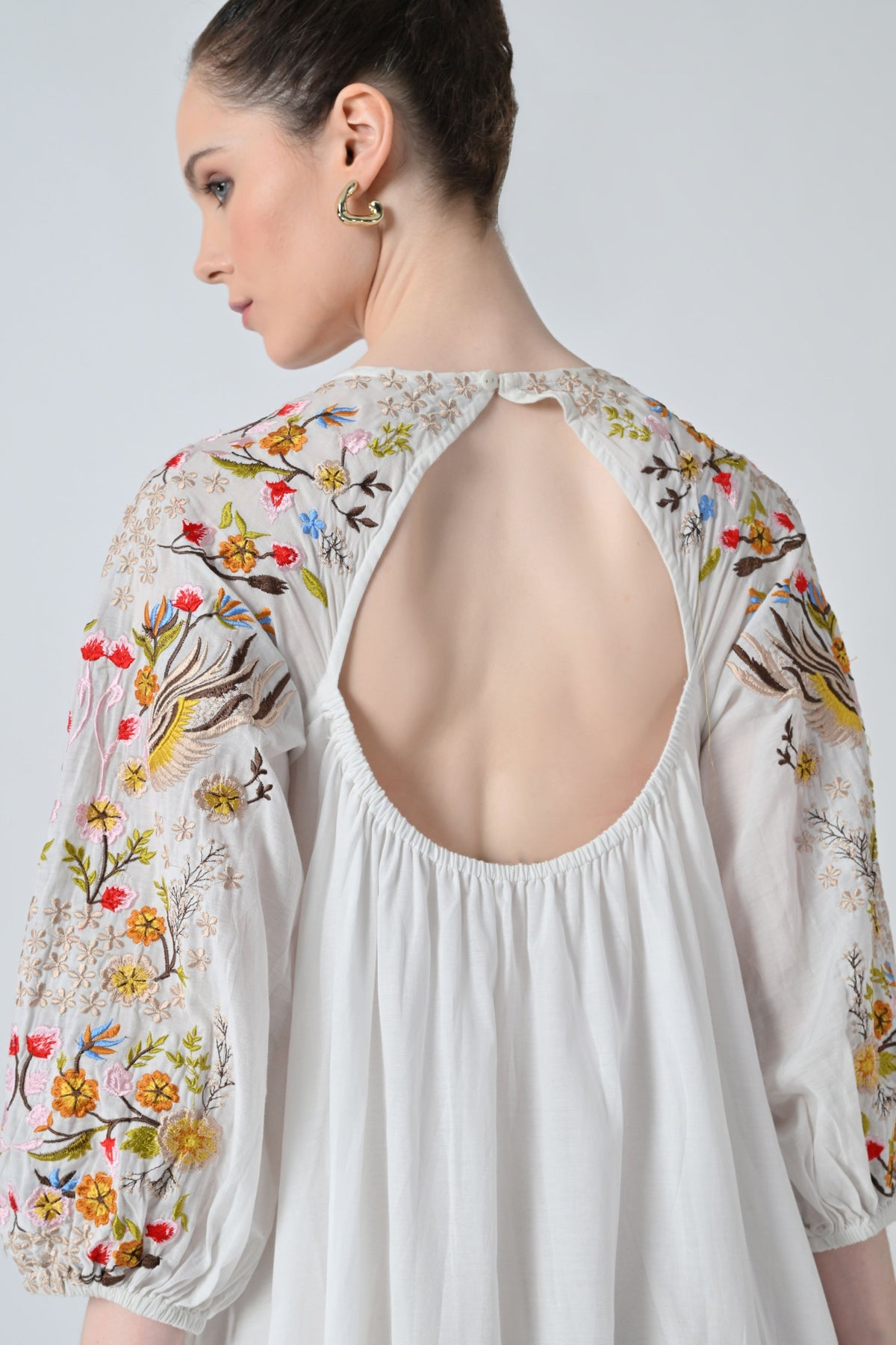 Ivory Floral Embroidered Dress