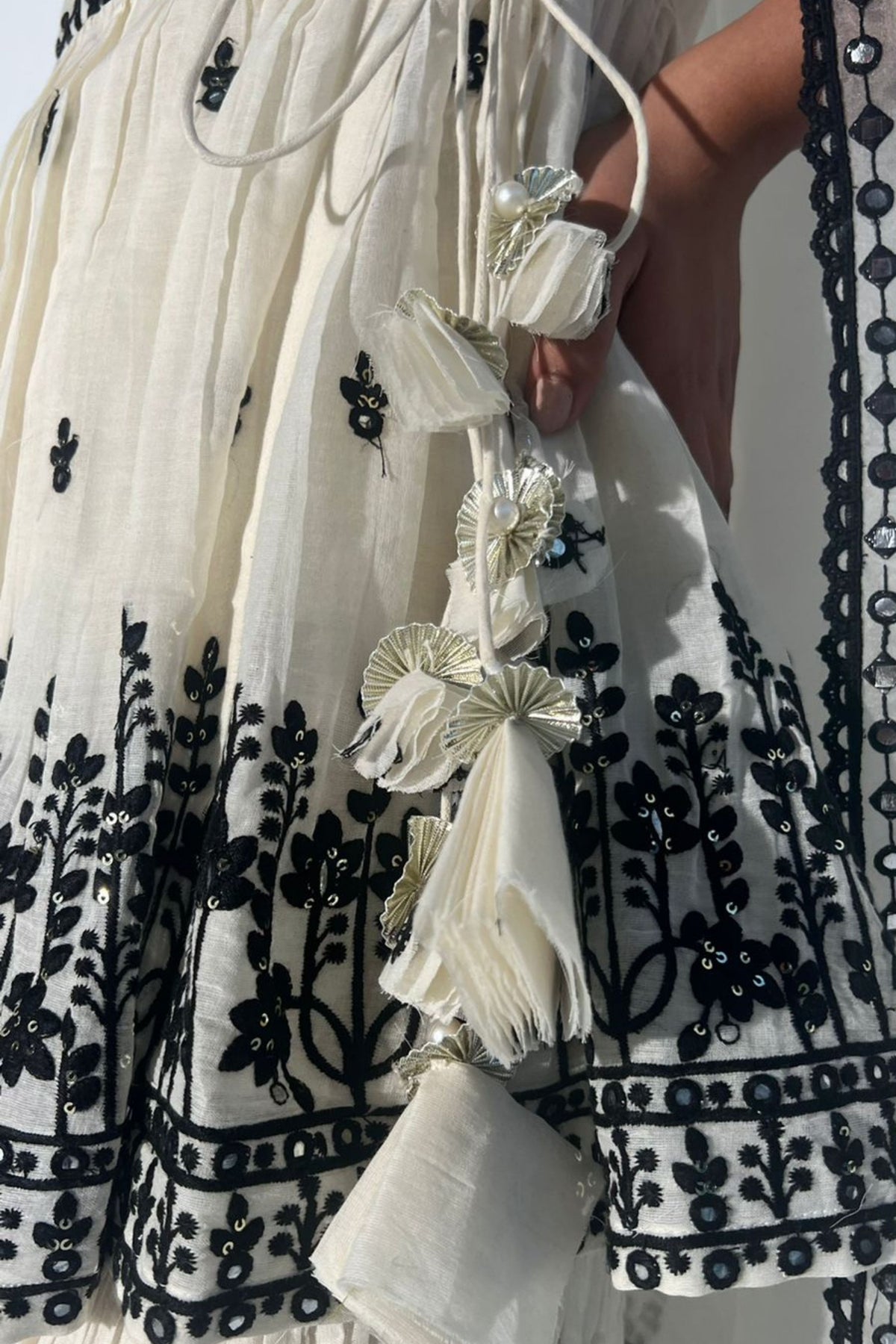 Black &amp; White Lotus Sharara Set
