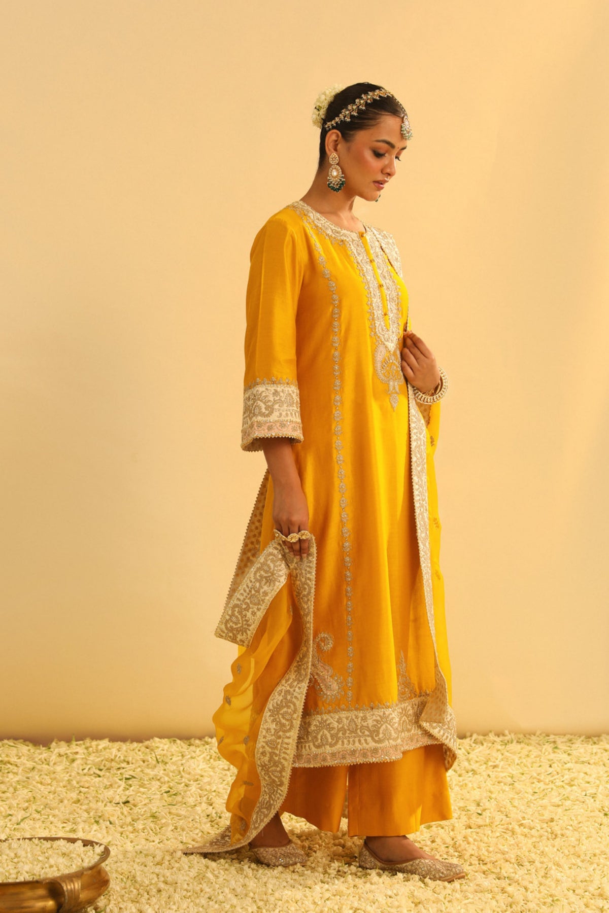 Asmira Mustard Long Kurta With Palazzo Set