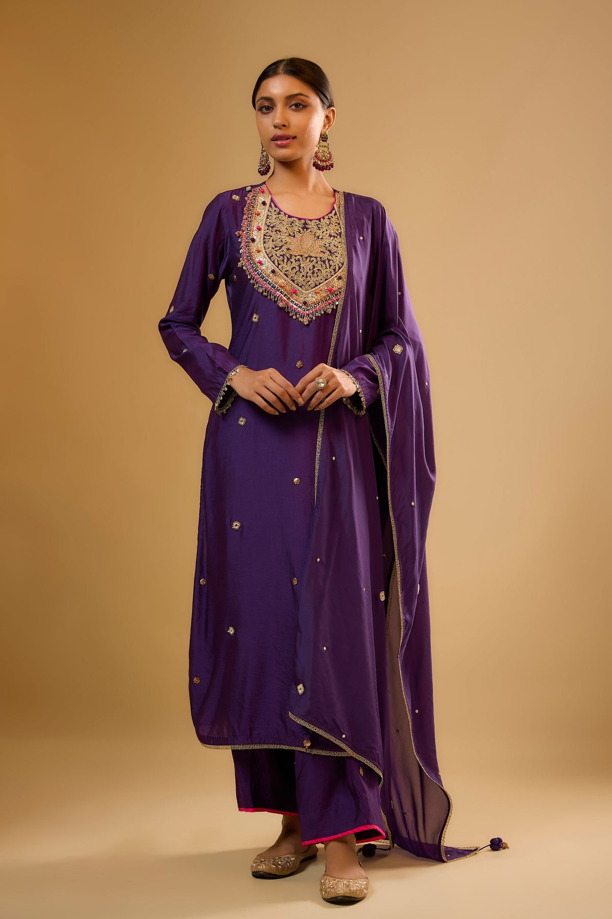 Lotus Yoke Purple Kurta Set