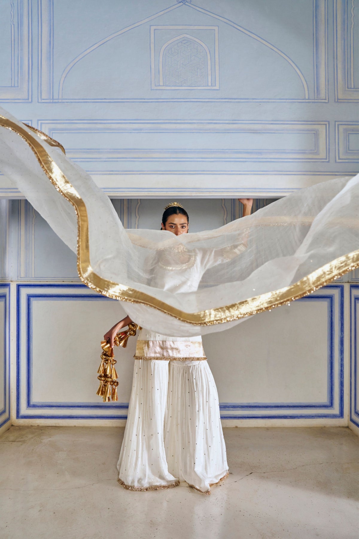 Ivory Straight Sharara Set