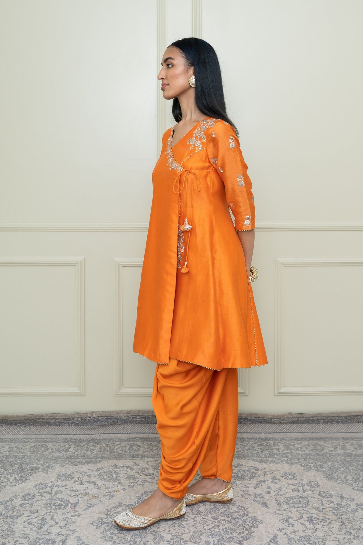 Pumpkin orange- shafira angrakha set