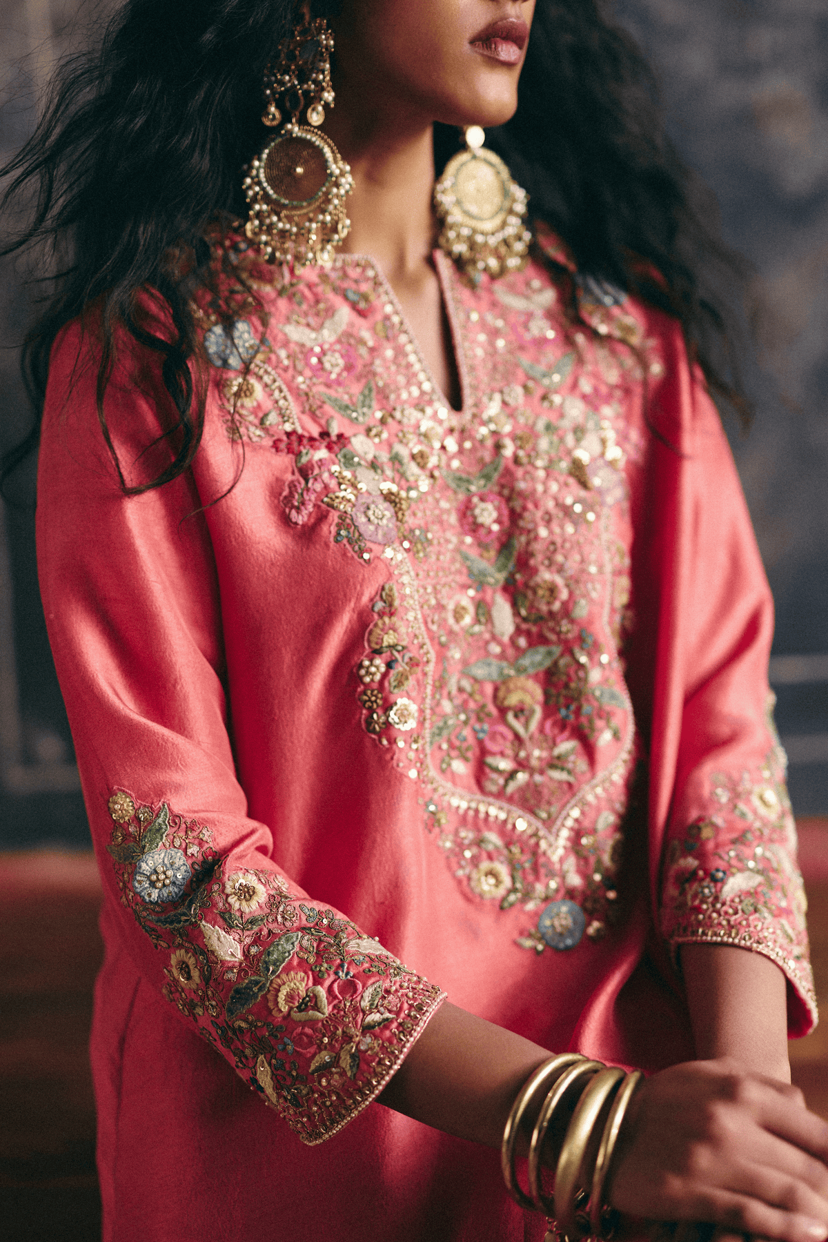 Peach Short Kurti Set