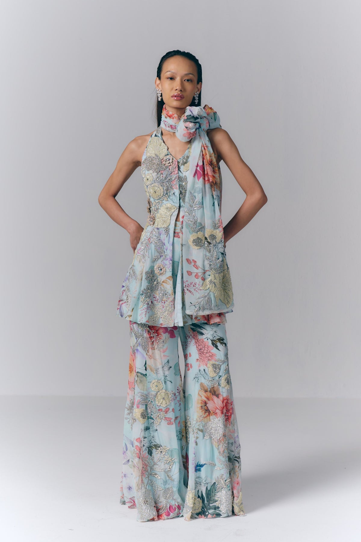 Aqua Mist Peplum Set