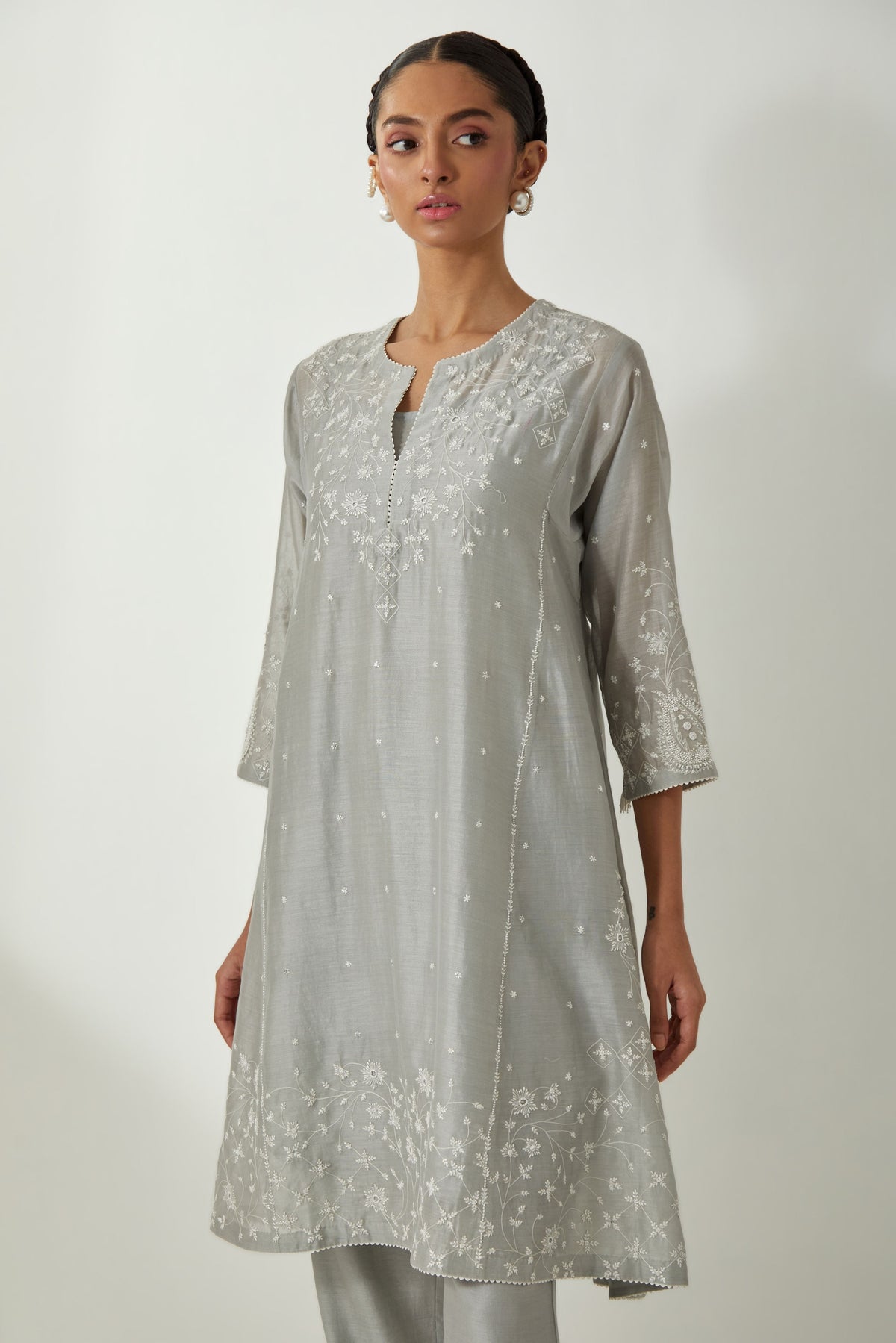 Grey Kalida Short Kurta Set