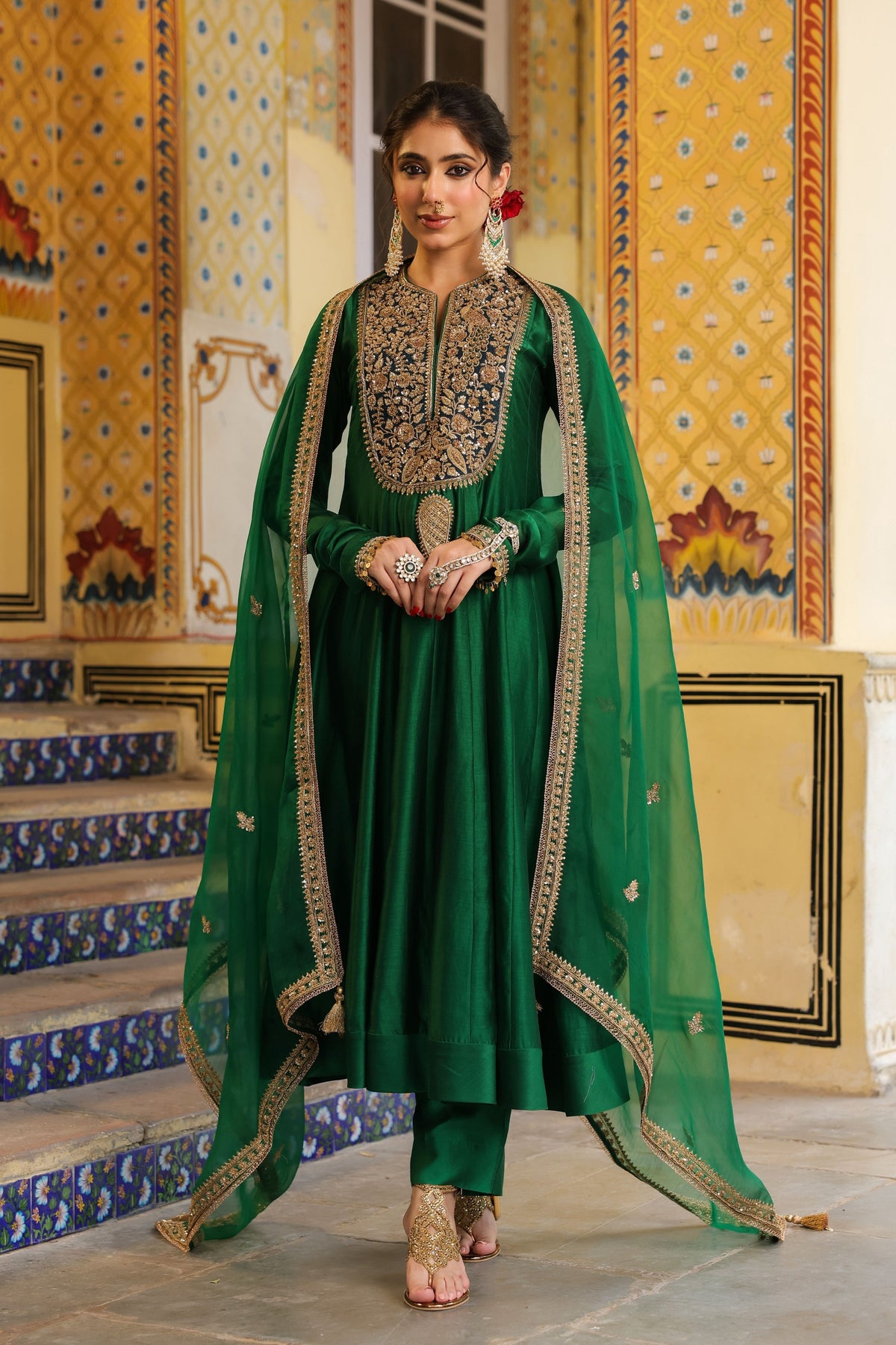 Ahista Green Kalidaar Set