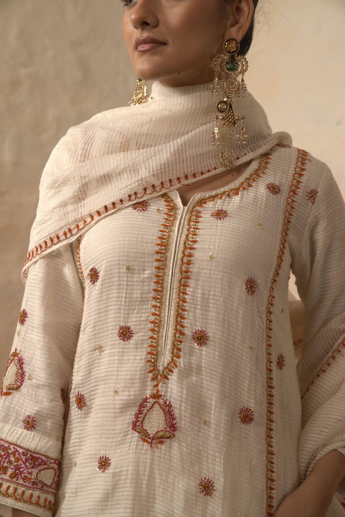 White Chikankari Sharara Set
