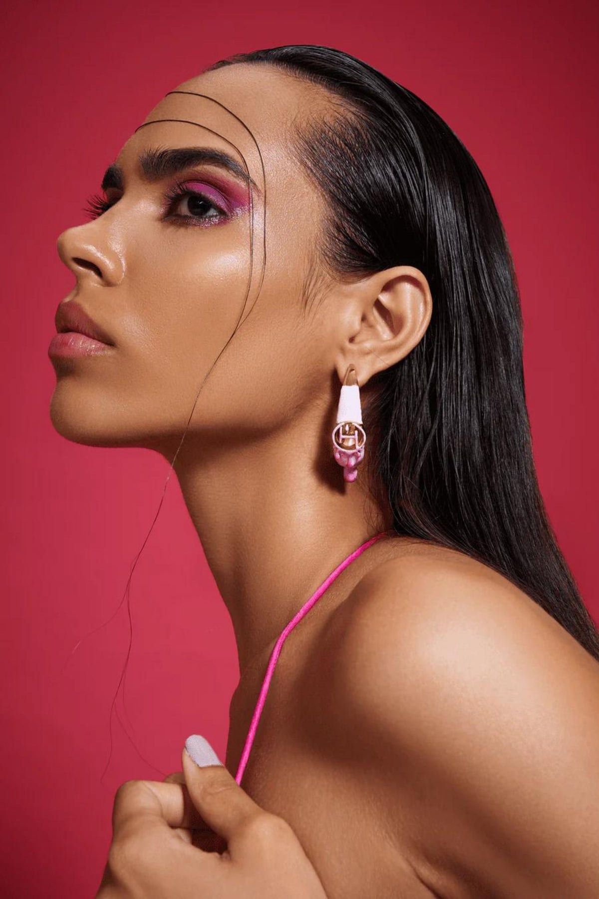 Mini Earrings in Dual Tone Pink