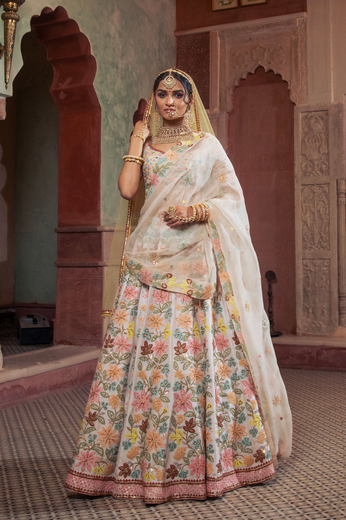 Ivory Embroidered Lehenga Set