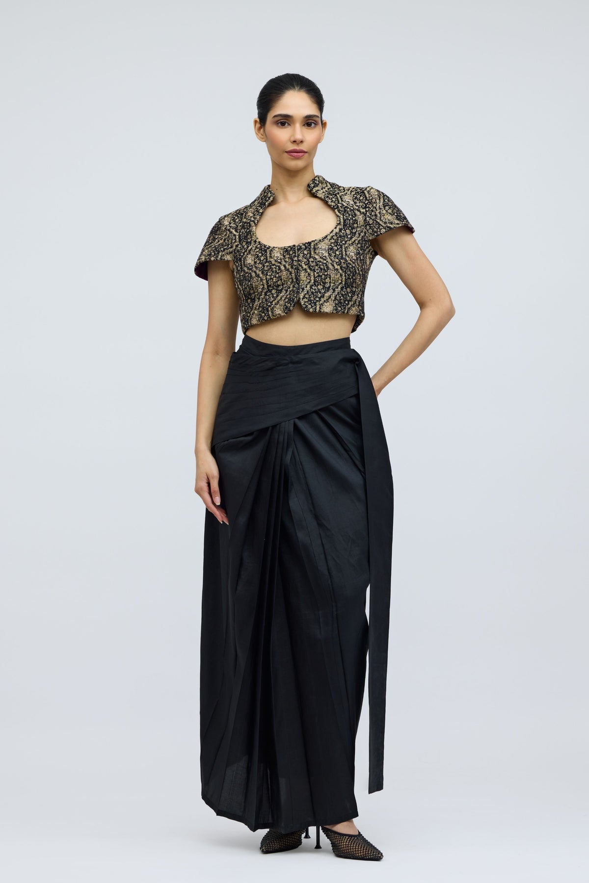 Nivi Satin Drape Skirt Saree