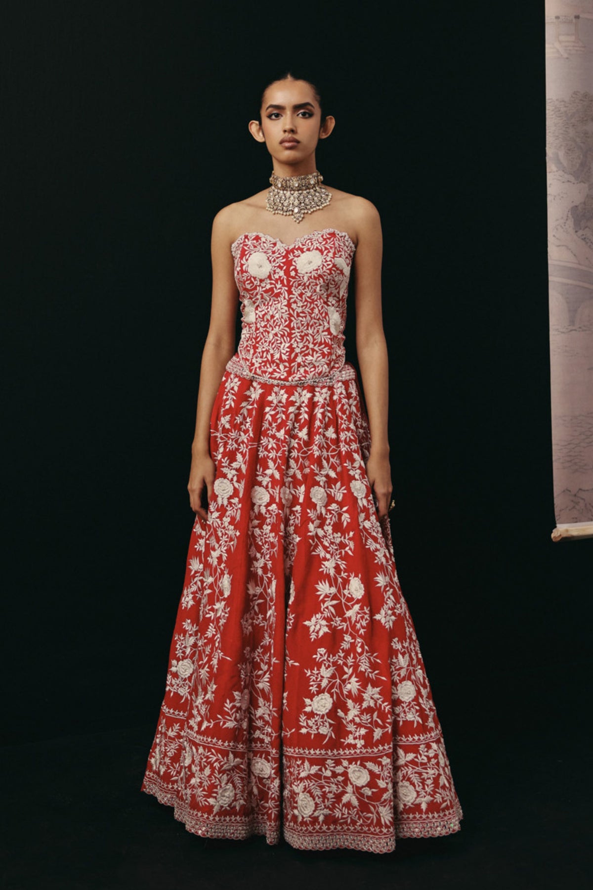 Red Corset Lehenga Set