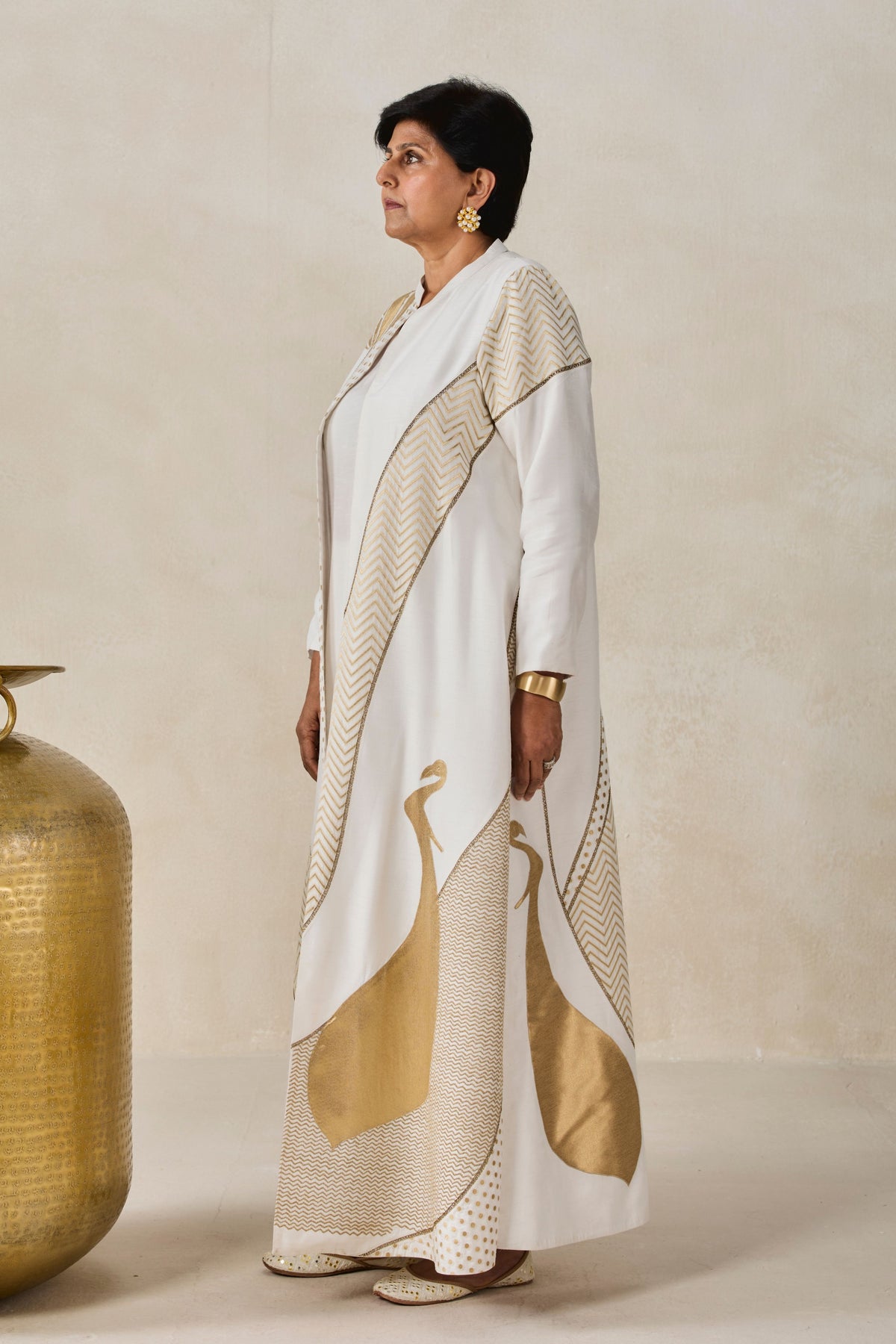 Chanderi Long Jacket Set