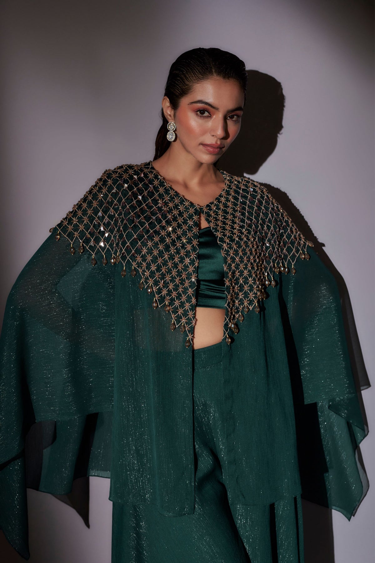Green Embroidered Sharara Set