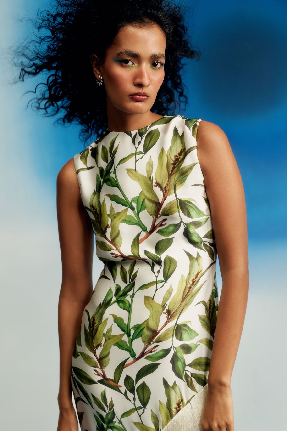 Asymmetric Satin Fringe Dress