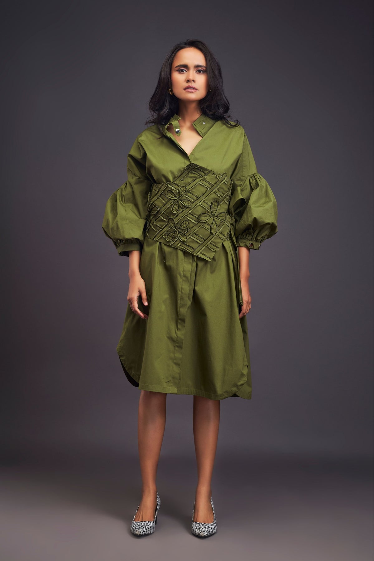 Green Shirt Dress With Belt