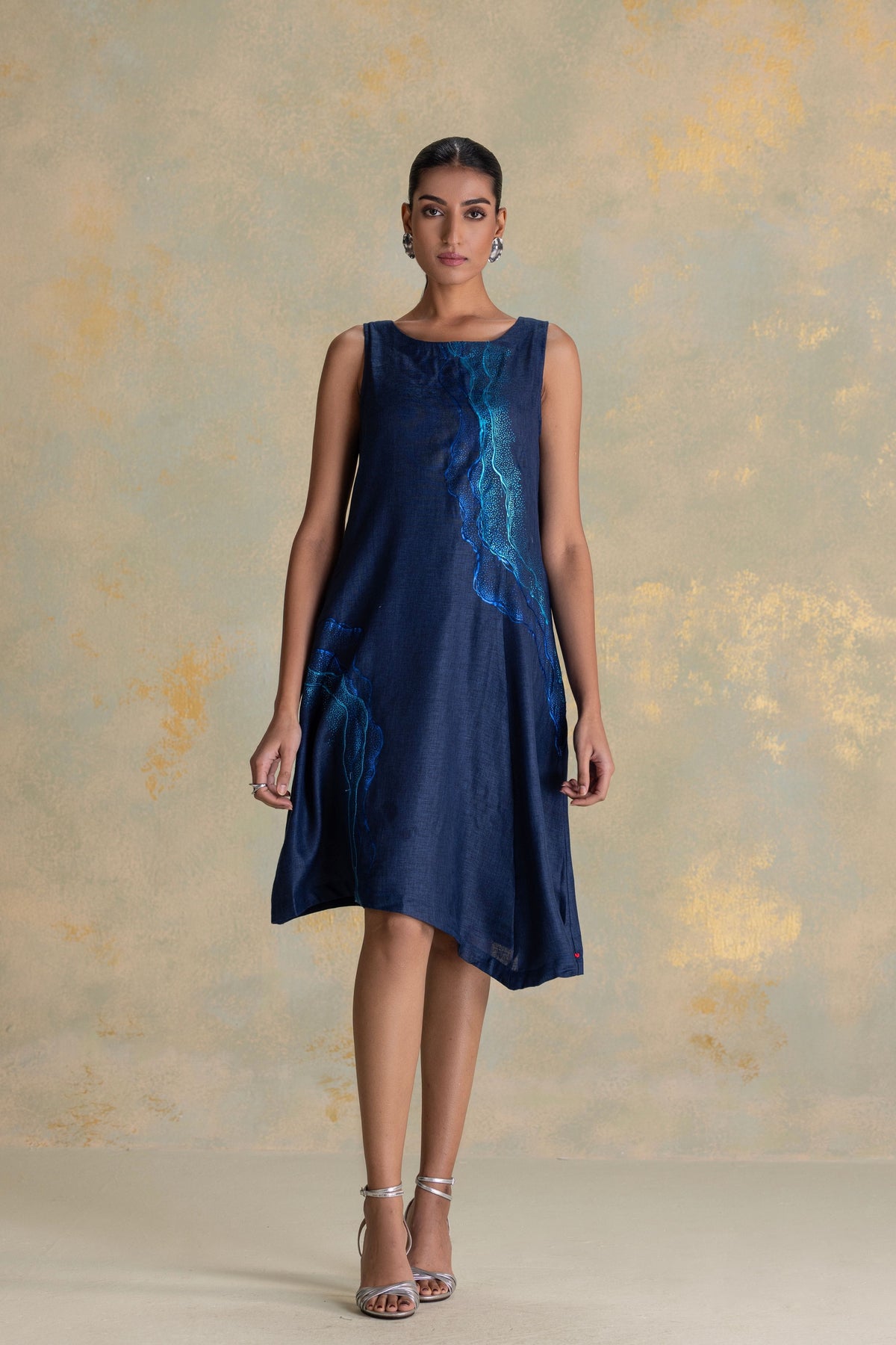 Peacock Veil Navy Celine Dress