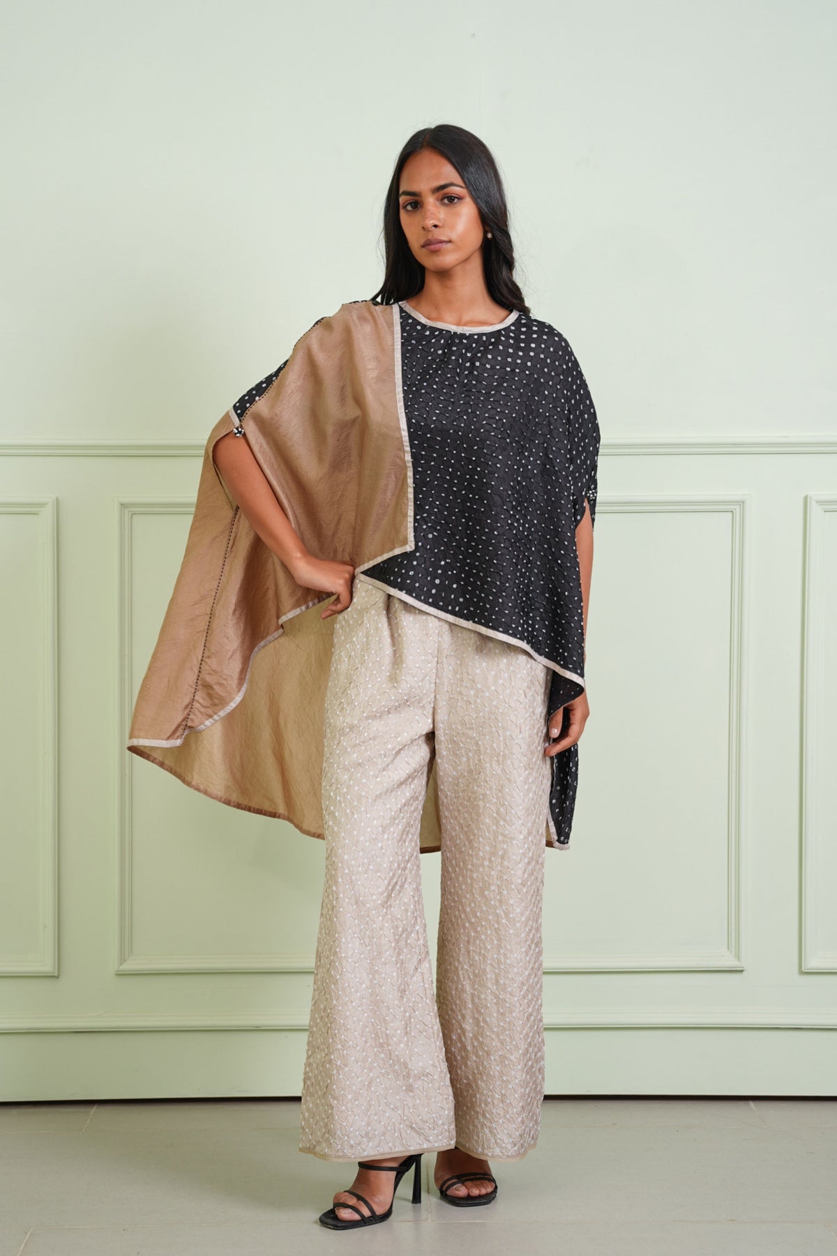Crushed Bandhani Beige Pants
