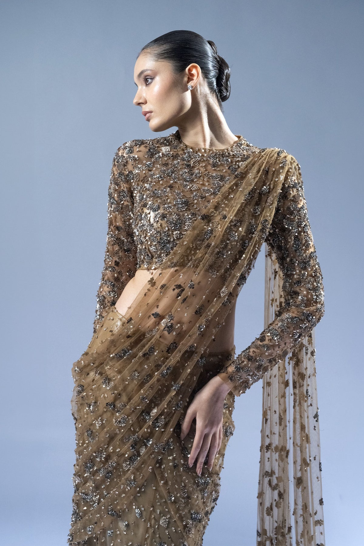 Midnight Ember Drape Saree