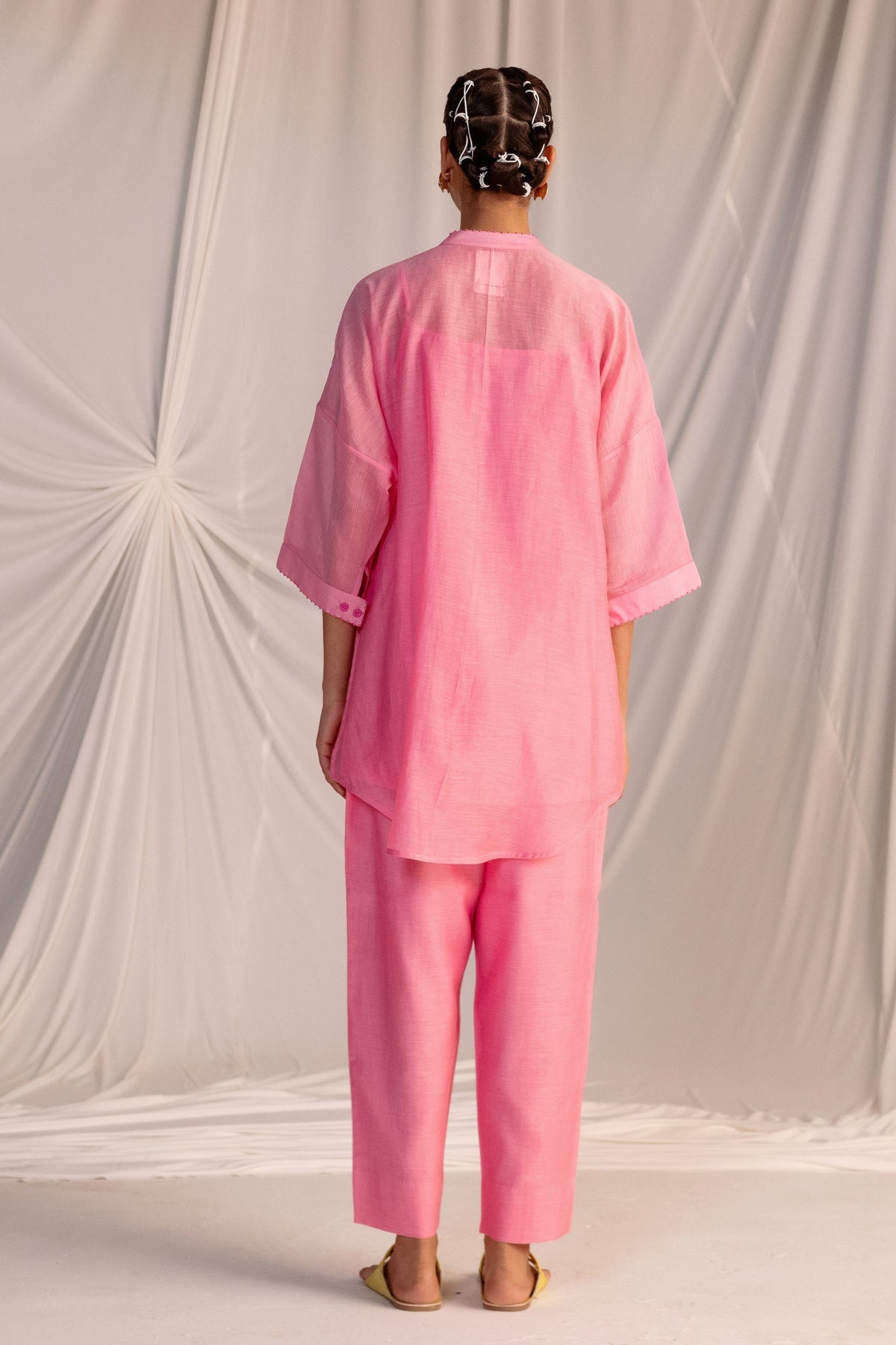Pink Embroidered Tunic &amp; Trouser Set