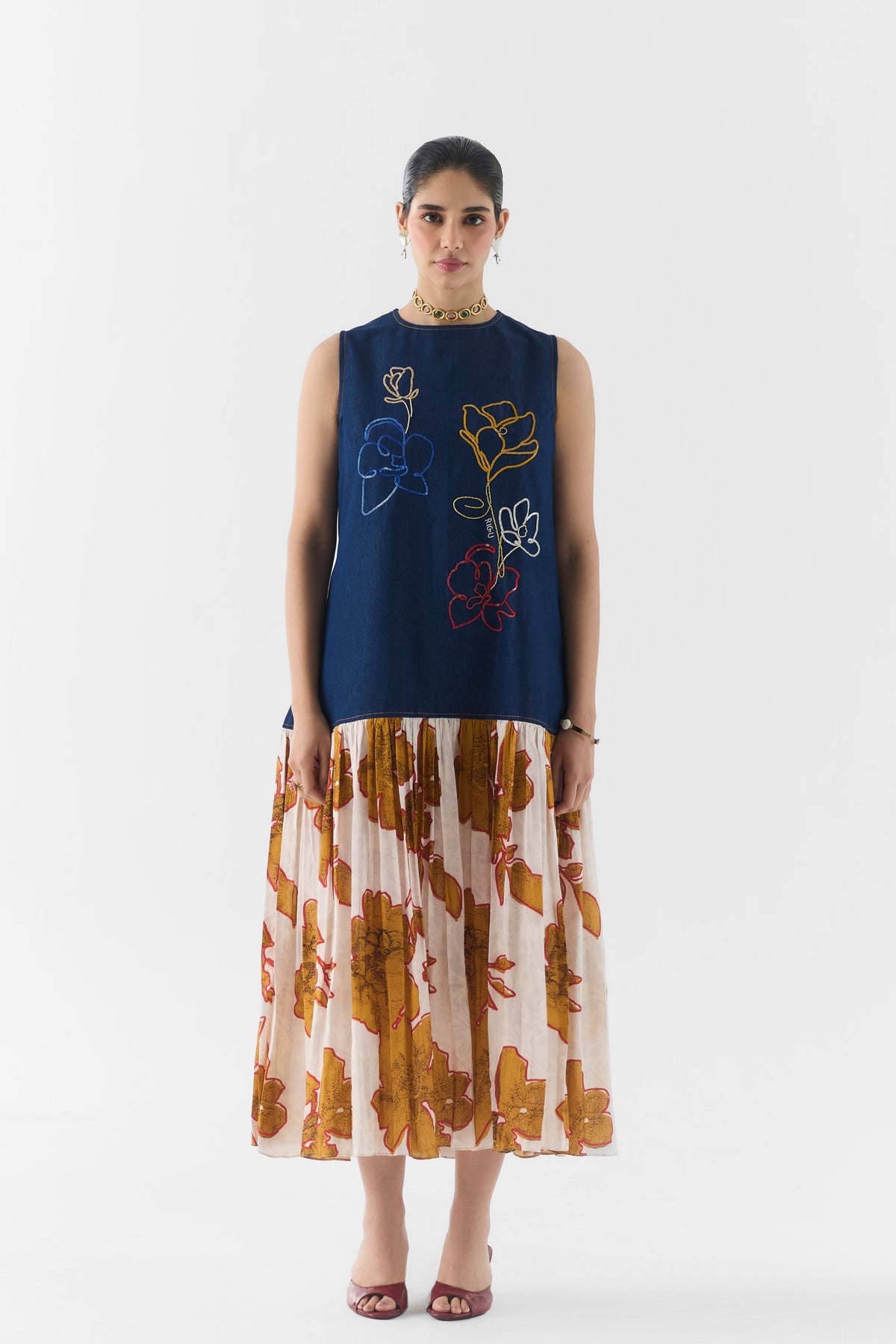 Elara Denim A-Line Dress