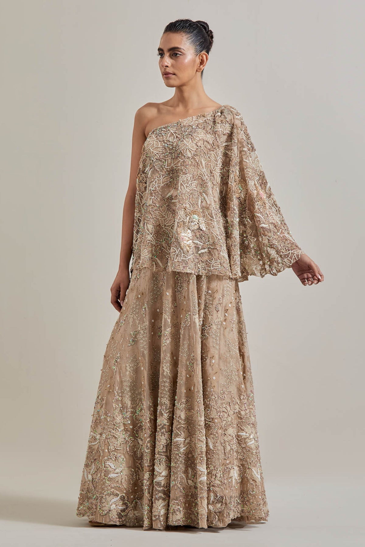One-shoulder Skirt Set