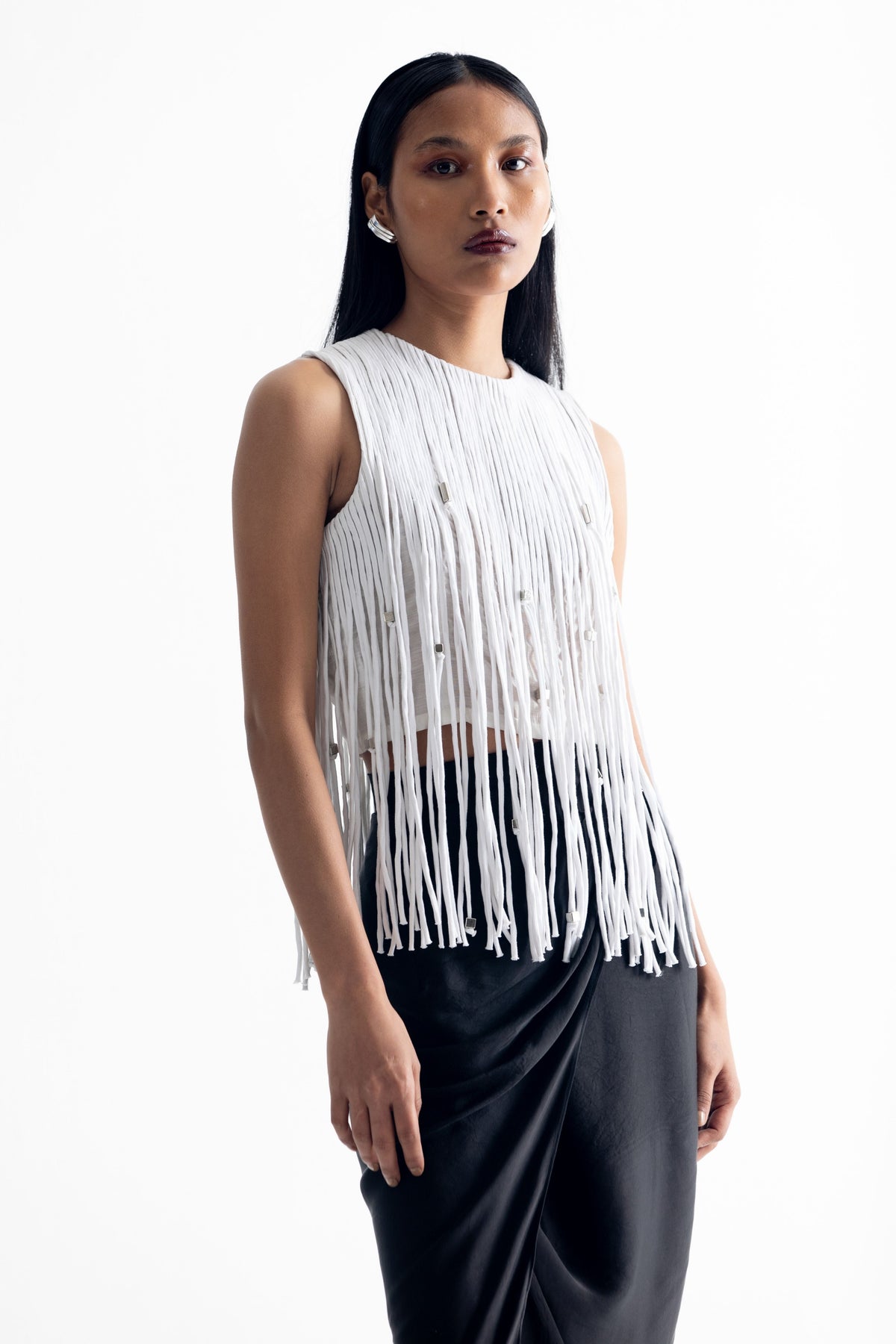 Unusual Twirl White Top